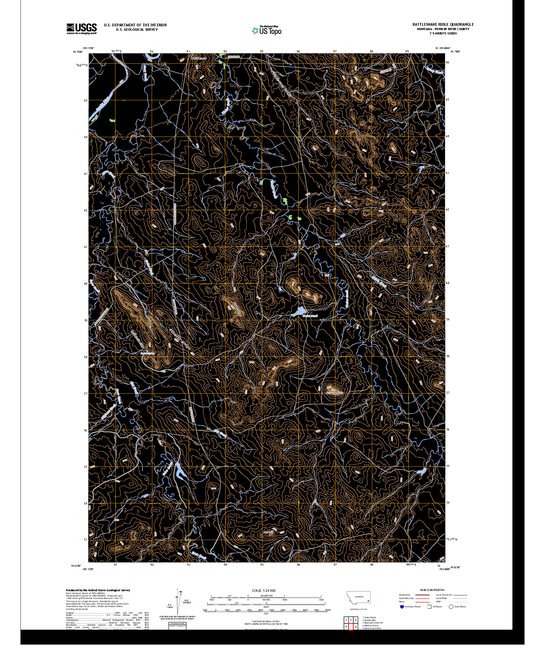 US TOPO 7.5-MINUTE MAP FOR RATTLESNAKE RIDGE, MT
