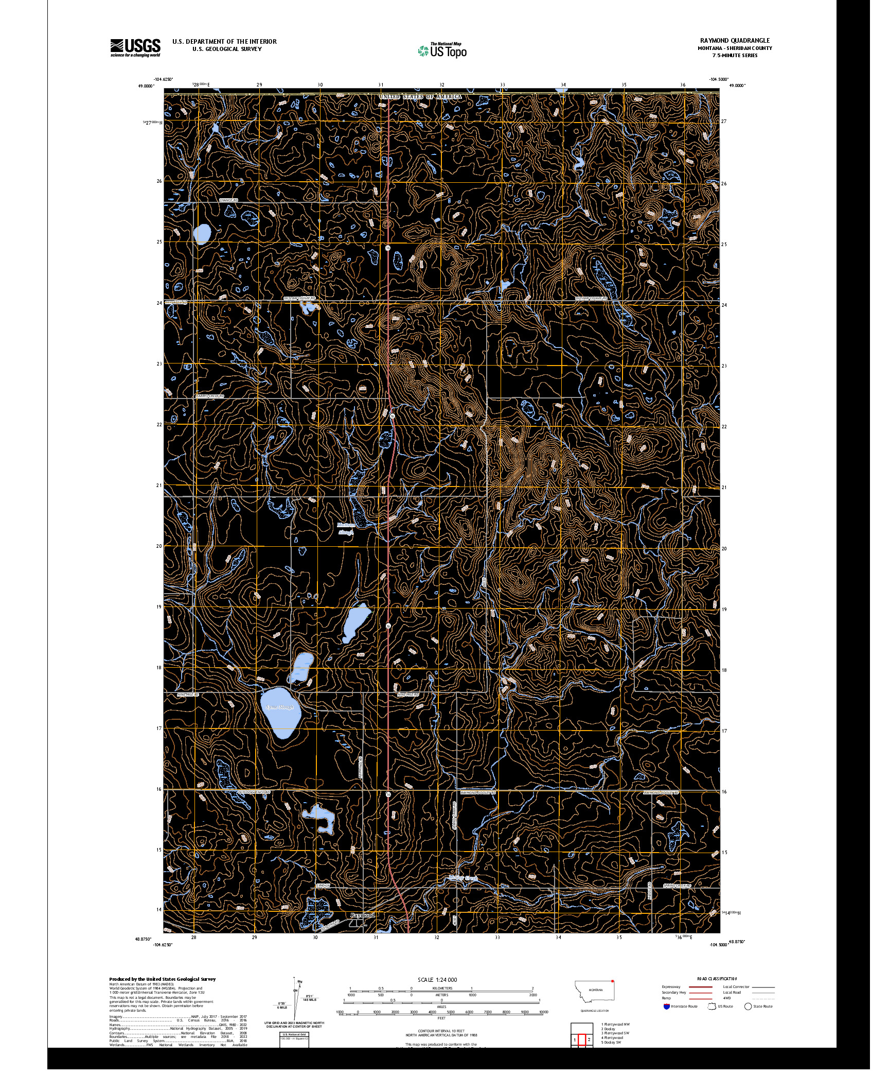 US TOPO 7.5-MINUTE MAP FOR RAYMOND, MT,SK