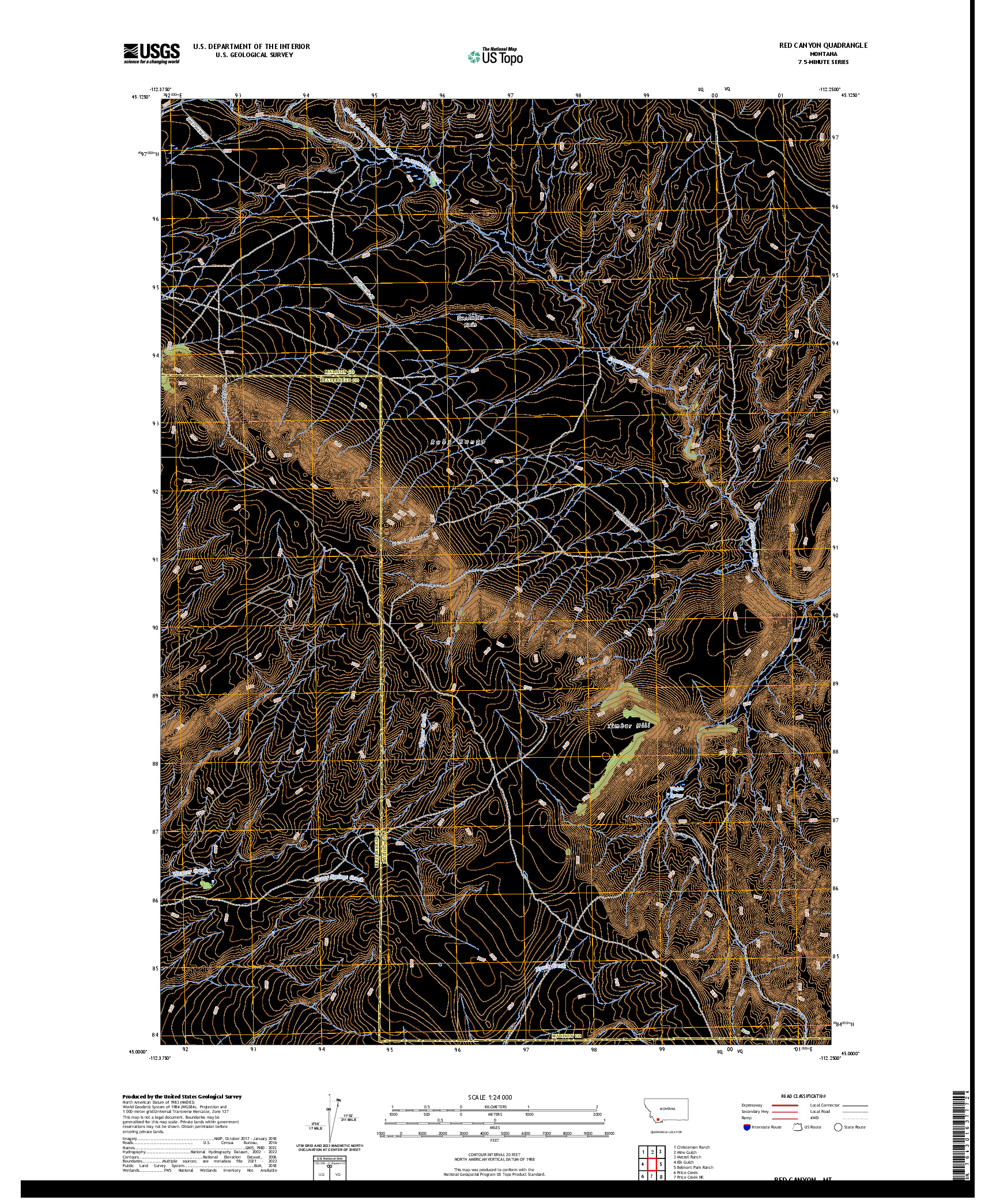 US TOPO 7.5-MINUTE MAP FOR RED CANYON, MT