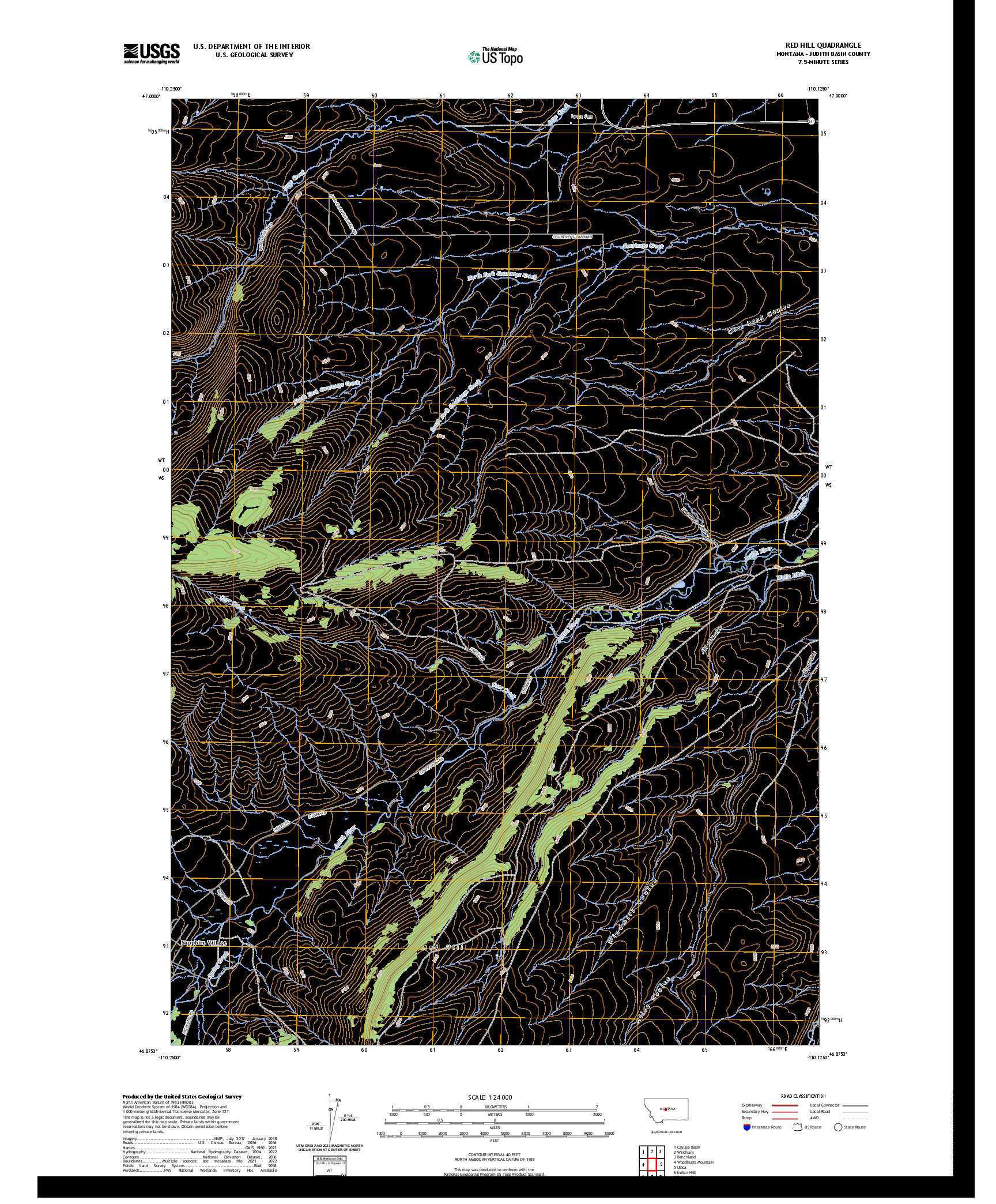 US TOPO 7.5-MINUTE MAP FOR RED HILL, MT