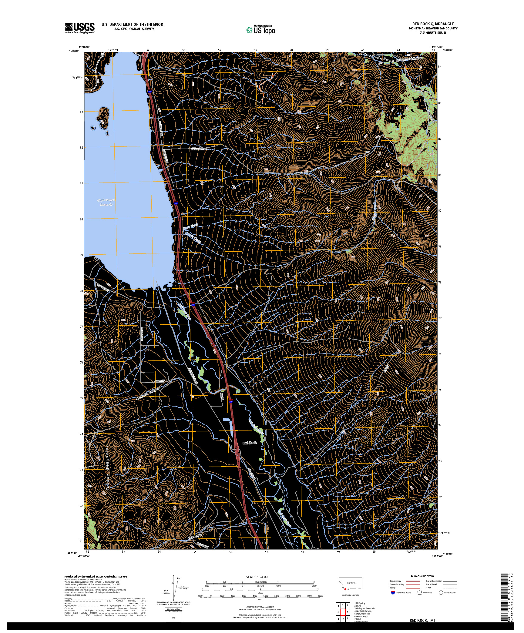 US TOPO 7.5-MINUTE MAP FOR RED ROCK, MT