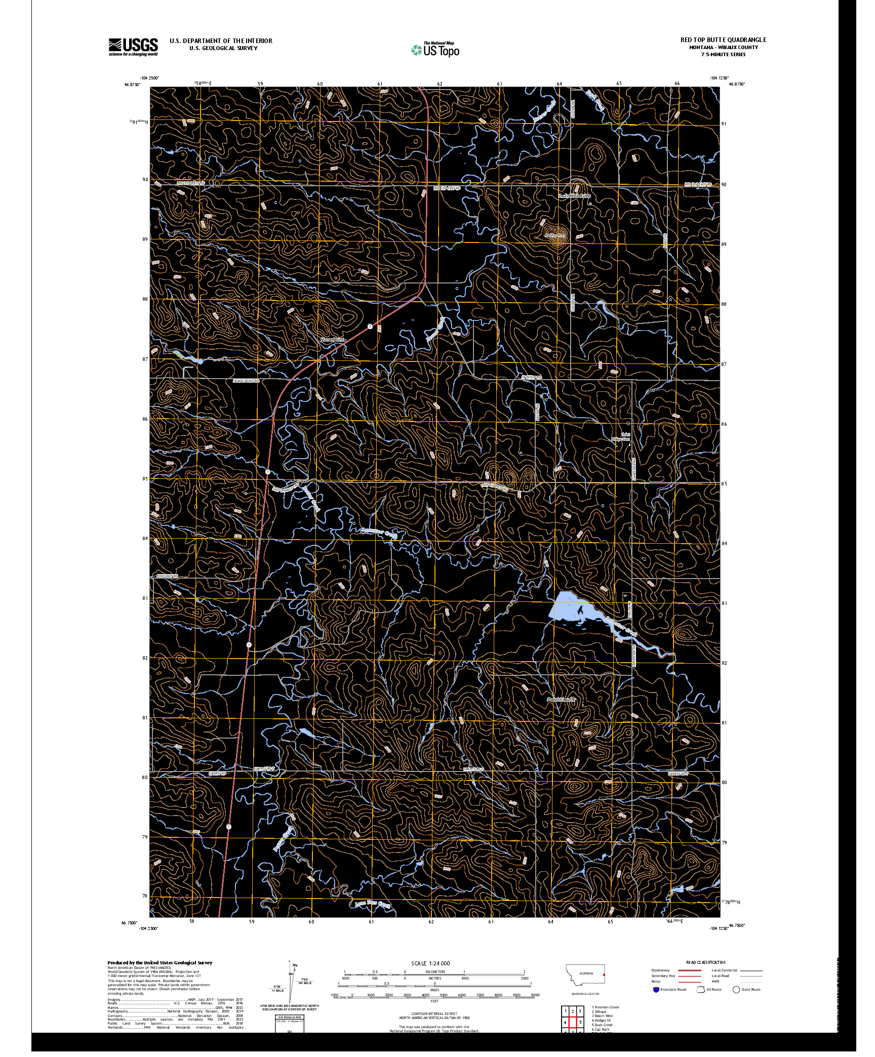 US TOPO 7.5-MINUTE MAP FOR RED TOP BUTTE, MT