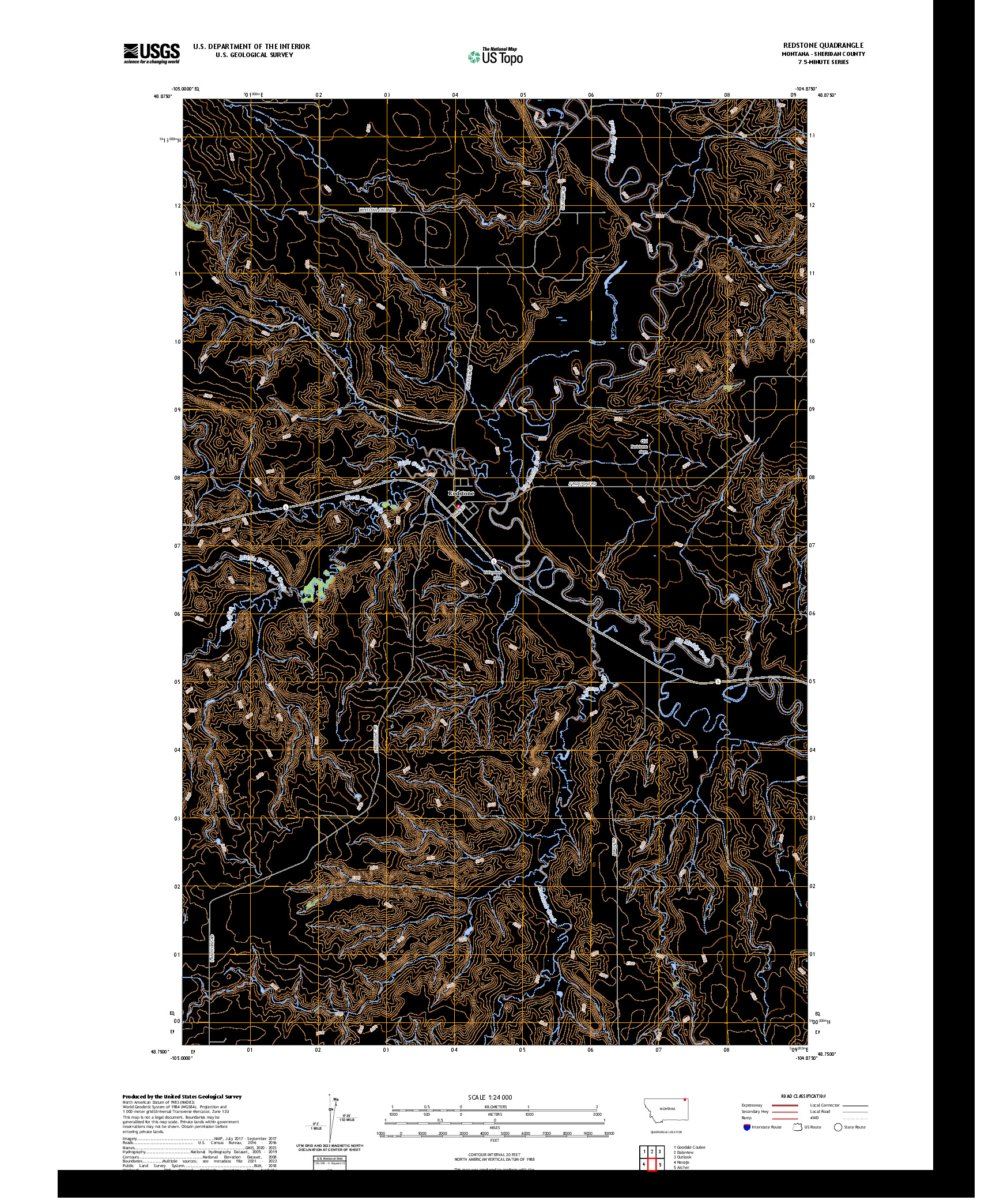 US TOPO 7.5-MINUTE MAP FOR REDSTONE, MT