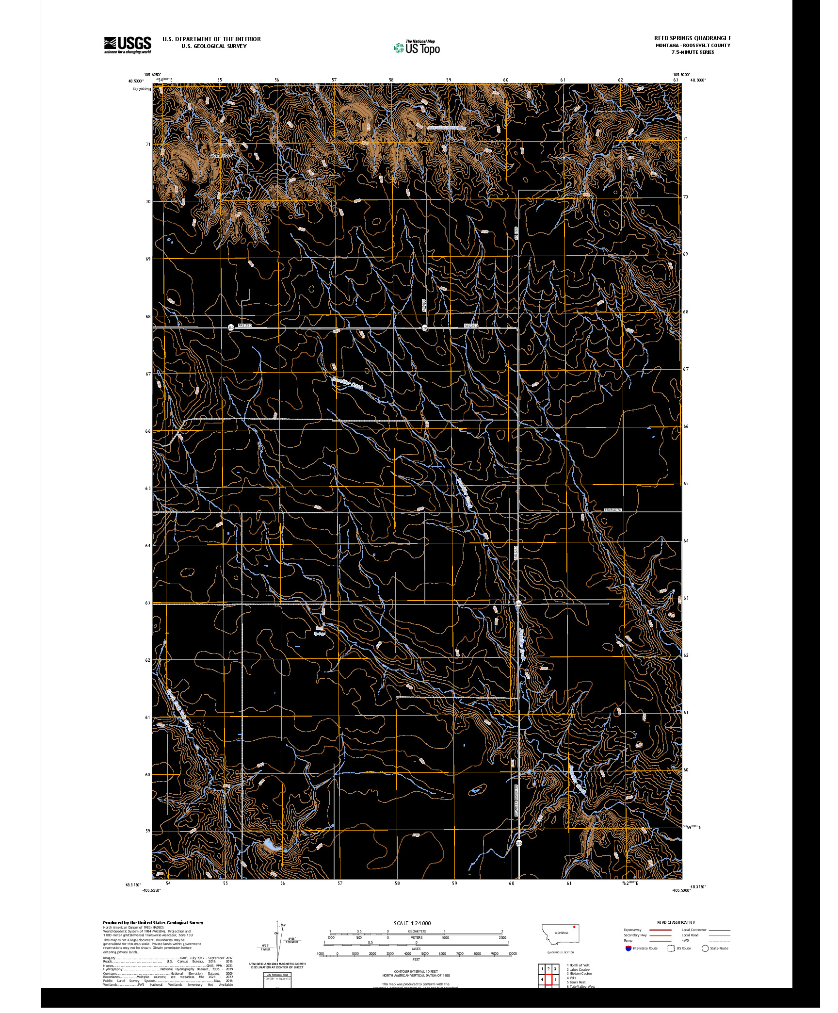 US TOPO 7.5-MINUTE MAP FOR REED SPRINGS, MT