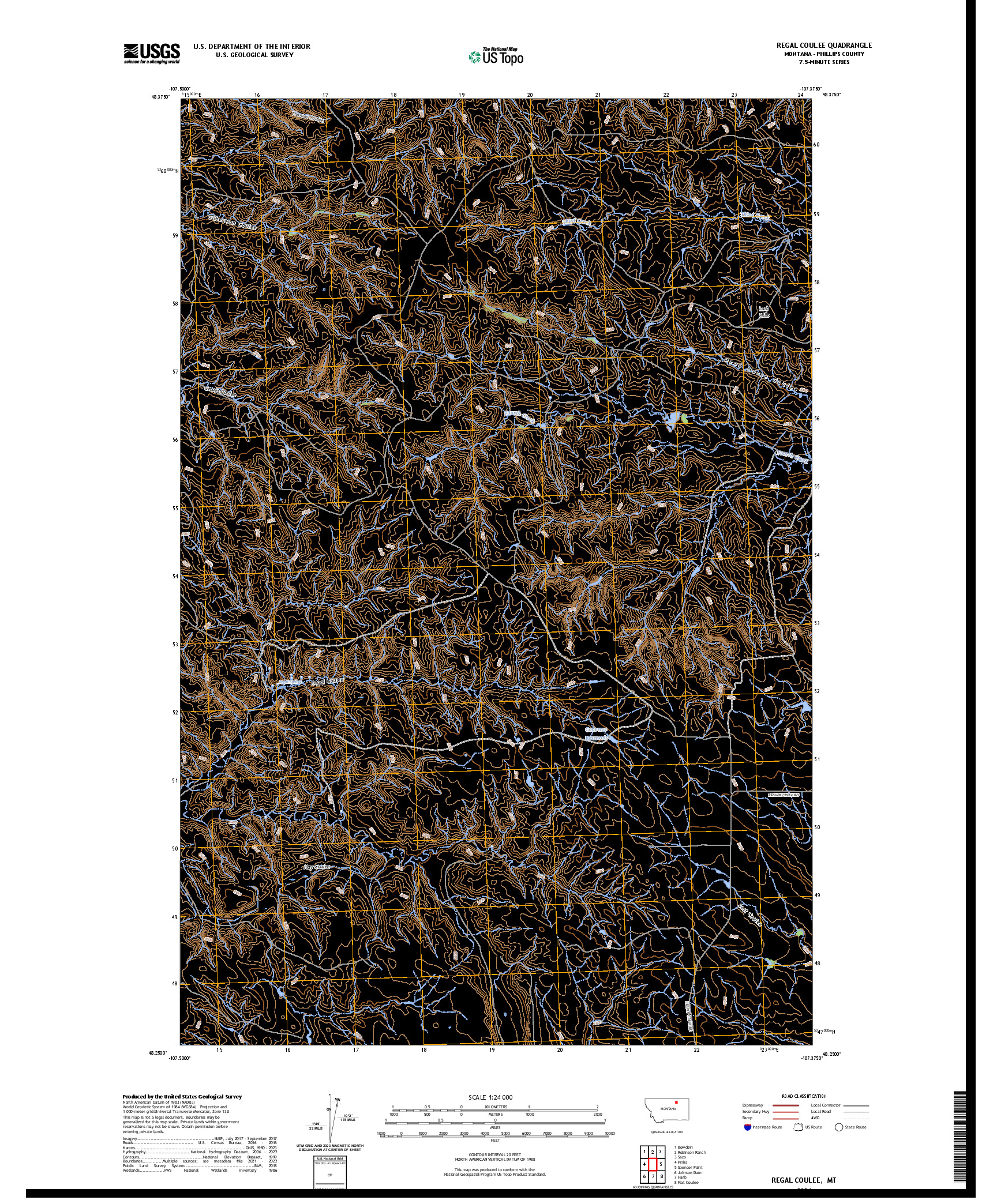 US TOPO 7.5-MINUTE MAP FOR REGAL COULEE, MT