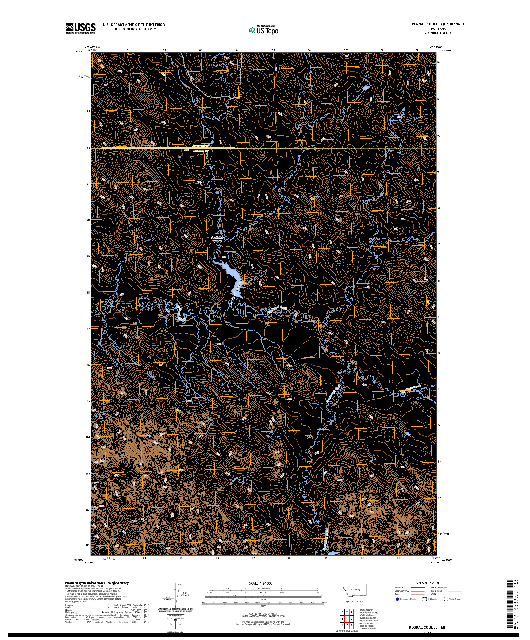 US TOPO 7.5-MINUTE MAP FOR REGNAL COULEE, MT