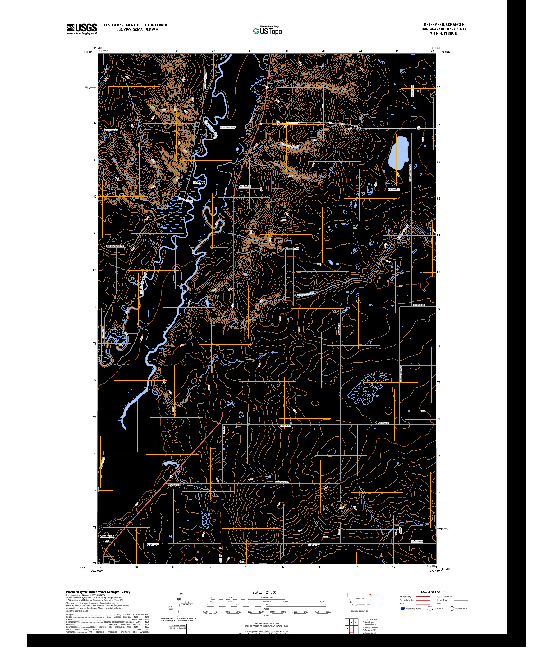 US TOPO 7.5-MINUTE MAP FOR RESERVE, MT