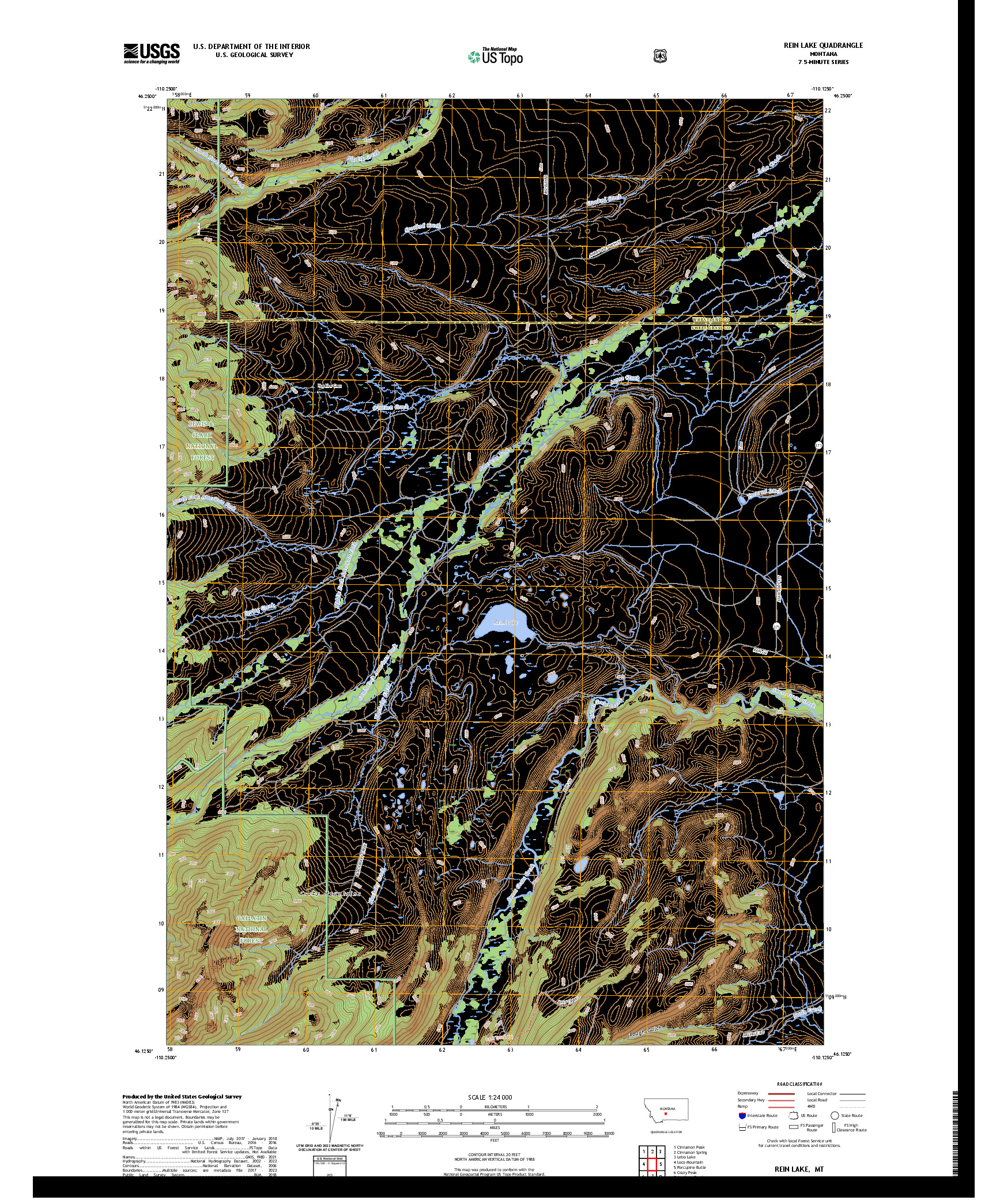 US TOPO 7.5-MINUTE MAP FOR REIN LAKE, MT