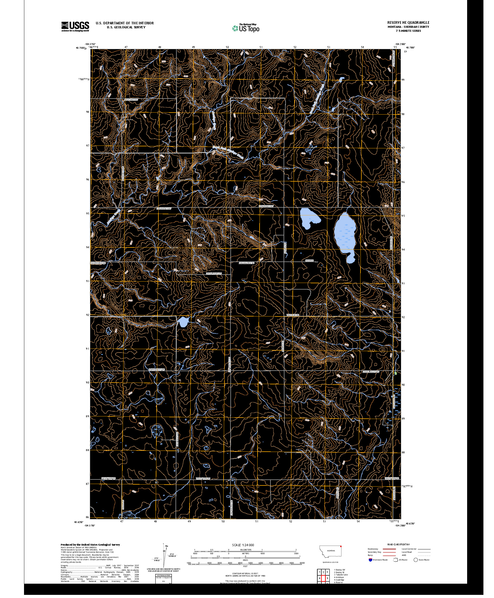 US TOPO 7.5-MINUTE MAP FOR RESERVE NE, MT