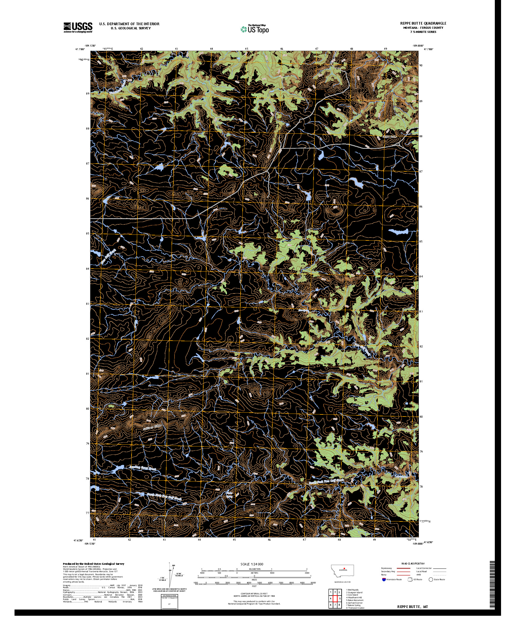 US TOPO 7.5-MINUTE MAP FOR REPPE BUTTE, MT