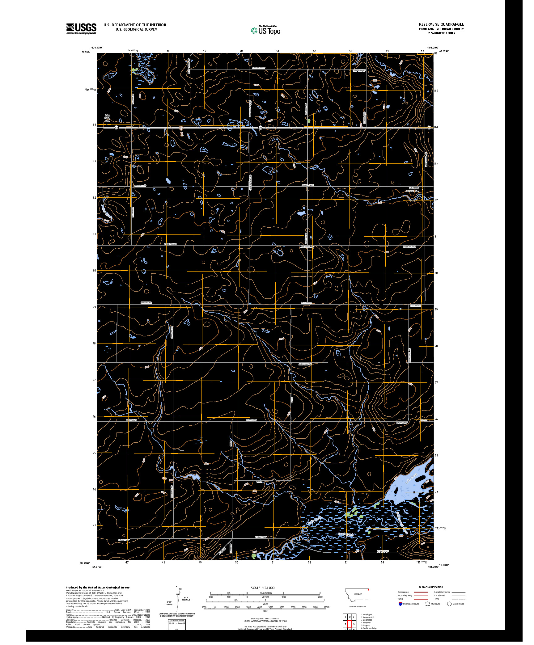 US TOPO 7.5-MINUTE MAP FOR RESERVE SE, MT