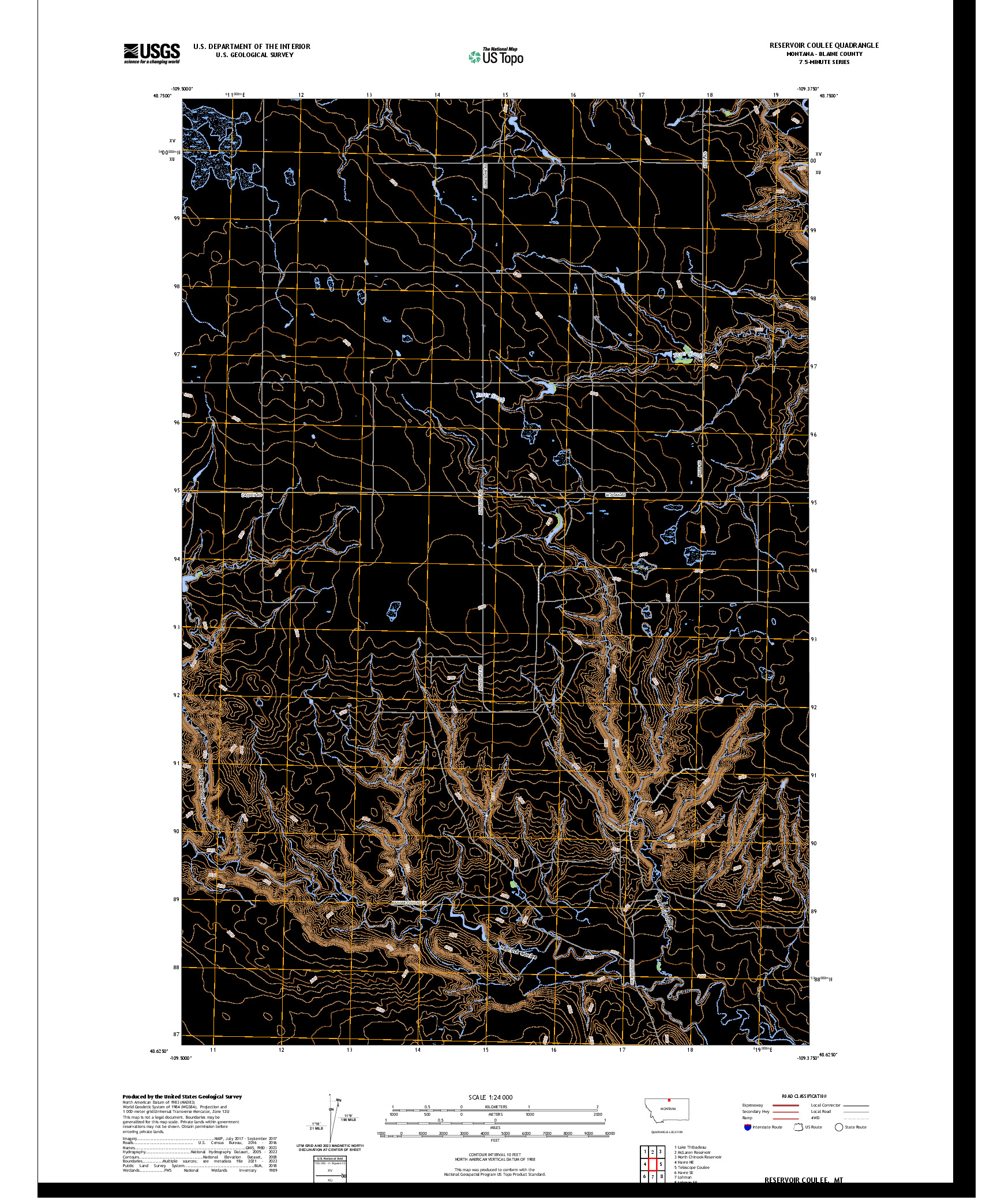 US TOPO 7.5-MINUTE MAP FOR RESERVOIR COULEE, MT