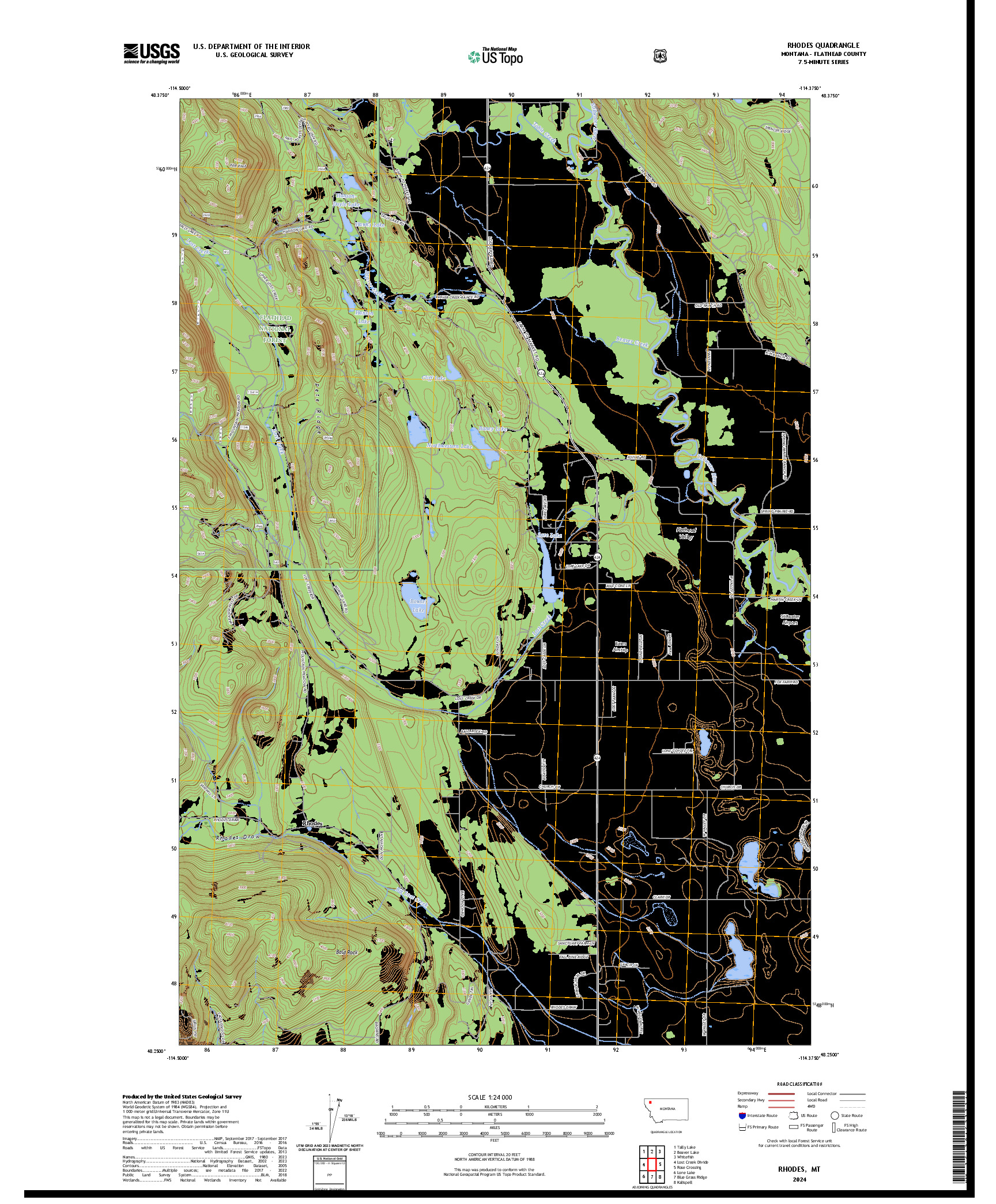 US TOPO 7.5-MINUTE MAP FOR RHODES, MT
