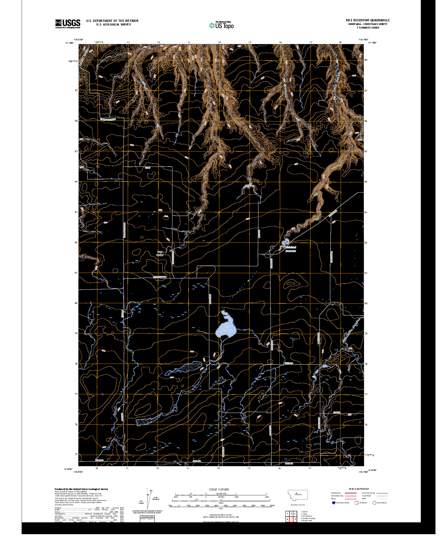 US TOPO 7.5-MINUTE MAP FOR RICE RESERVOIR, MT
