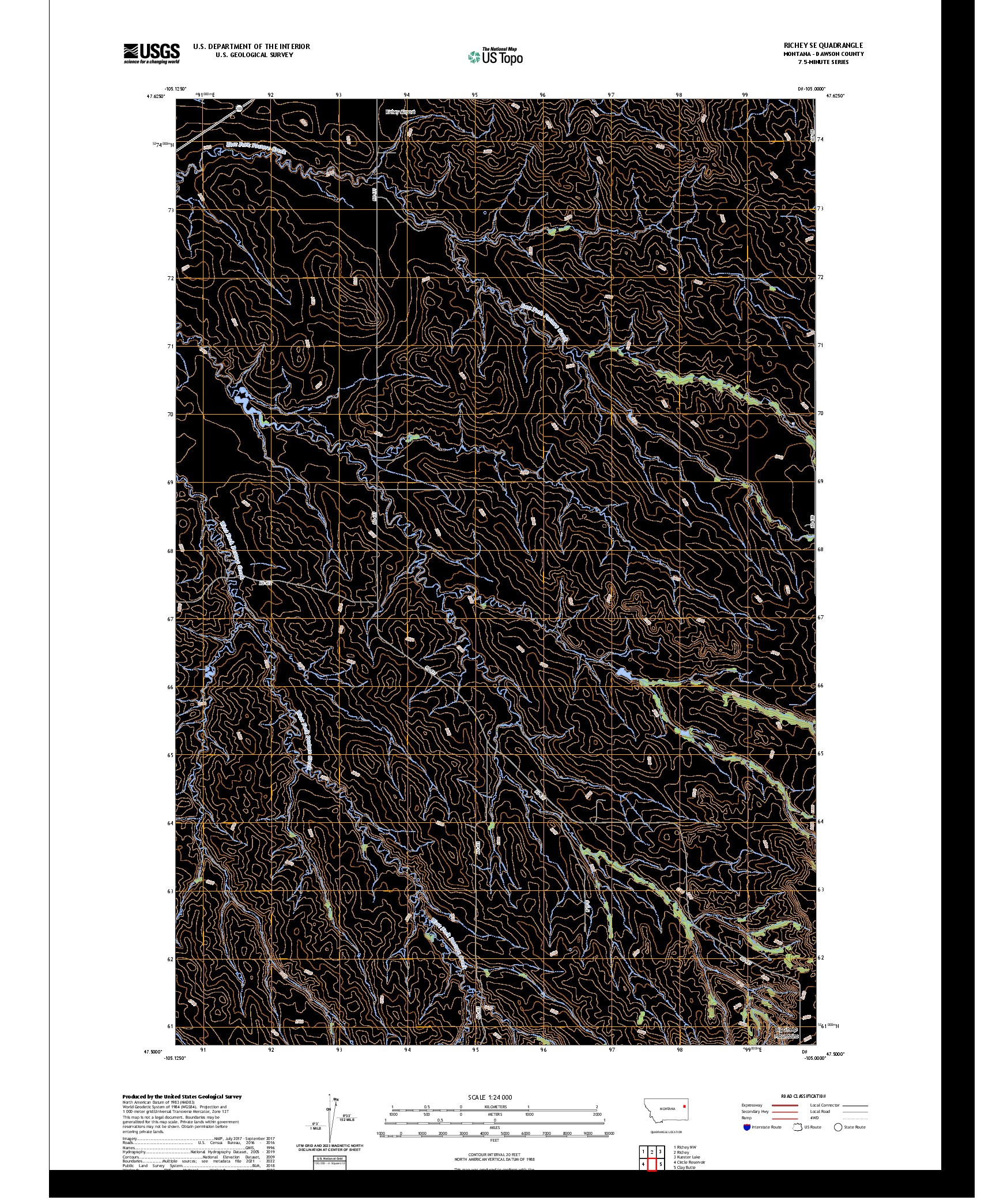 US TOPO 7.5-MINUTE MAP FOR RICHEY SE, MT