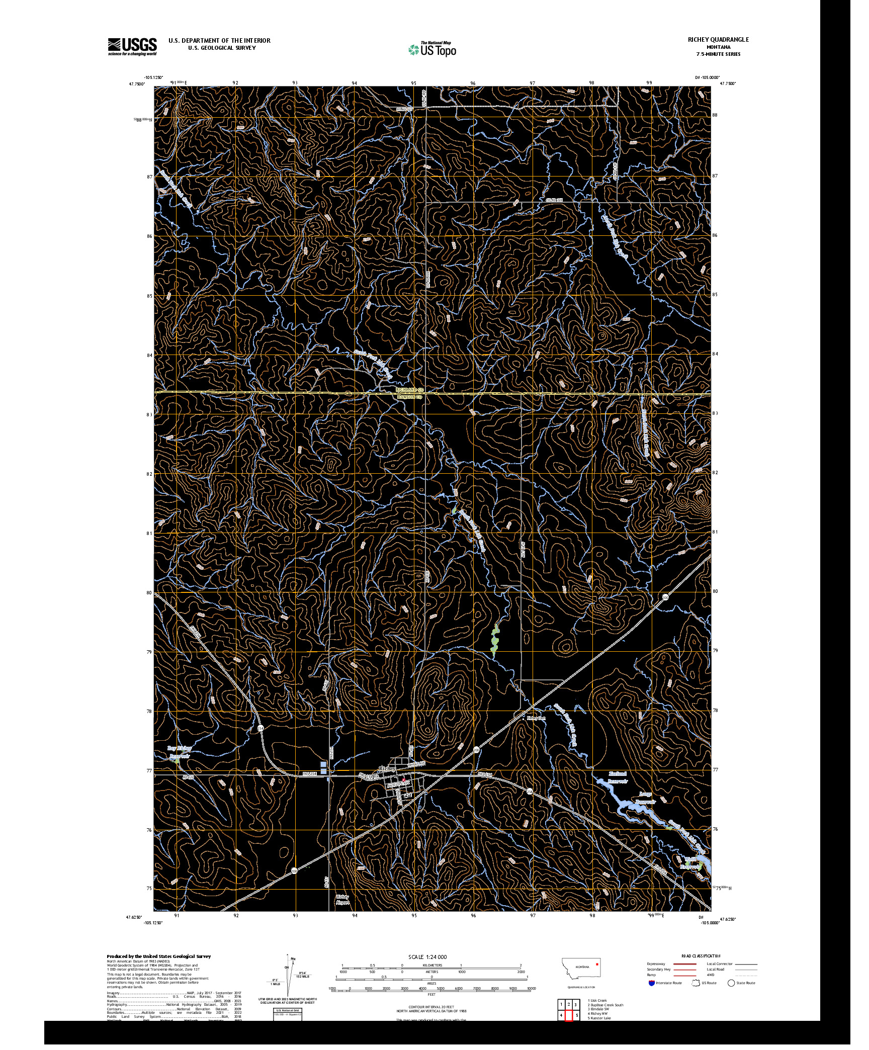 US TOPO 7.5-MINUTE MAP FOR RICHEY, MT