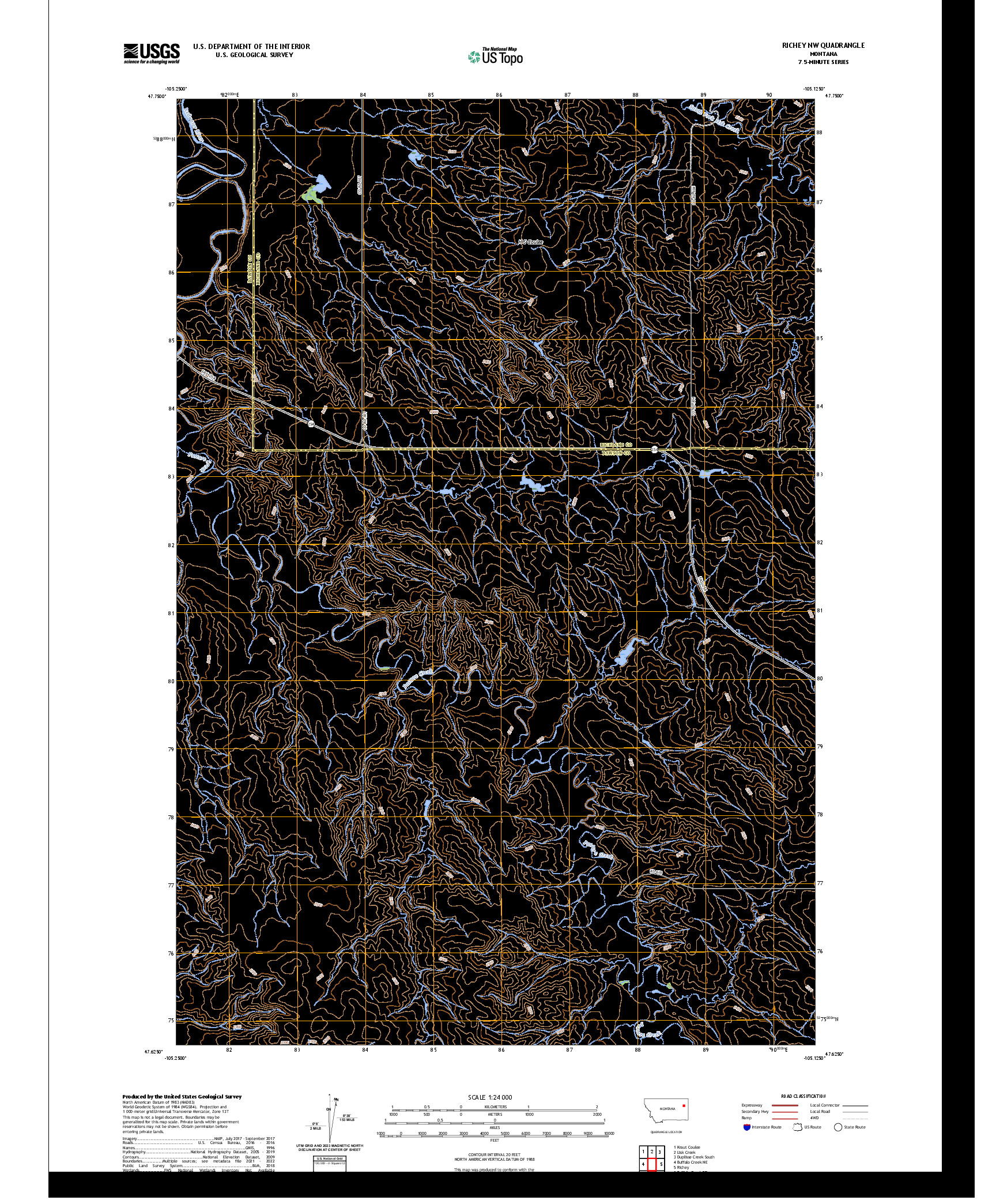 US TOPO 7.5-MINUTE MAP FOR RICHEY NW, MT