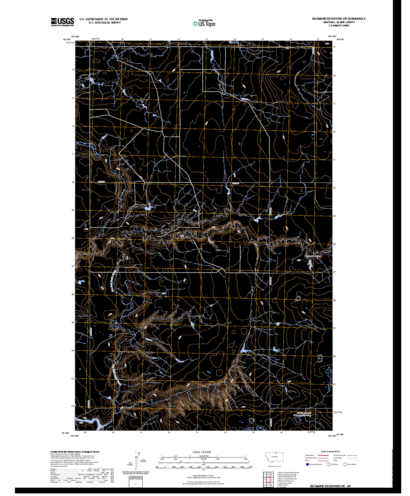 US TOPO 7.5-MINUTE MAP FOR RICHMOND RESERVOIR SW, MT