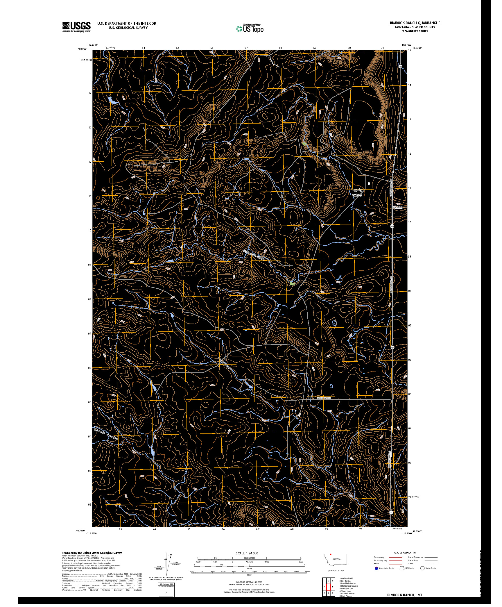 US TOPO 7.5-MINUTE MAP FOR RIMROCK RANCH, MT