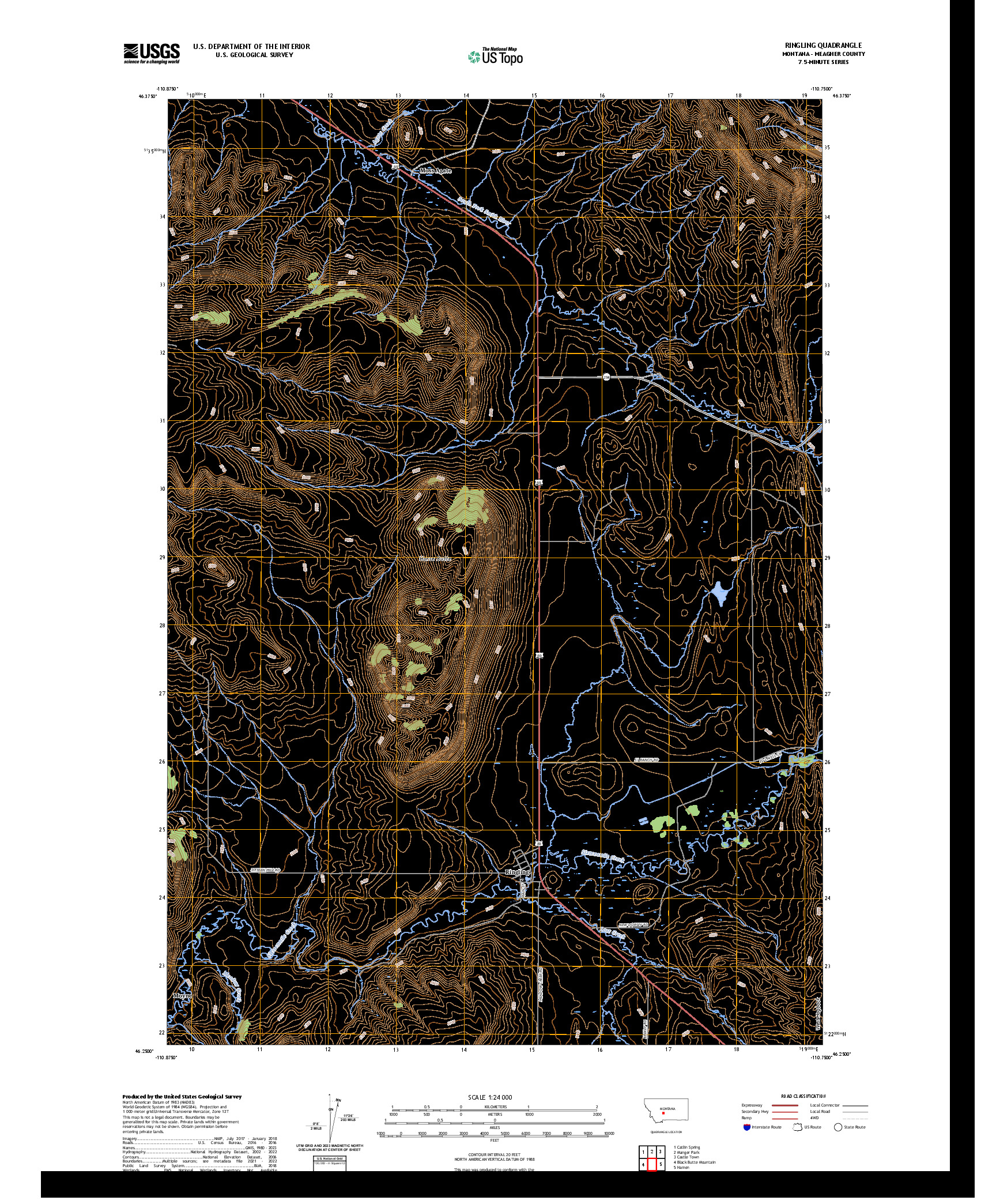 US TOPO 7.5-MINUTE MAP FOR RINGLING, MT