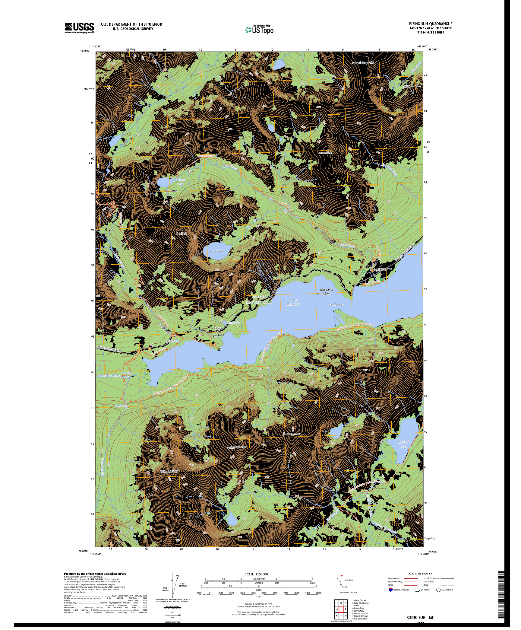 US TOPO 7.5-MINUTE MAP FOR RISING SUN, MT