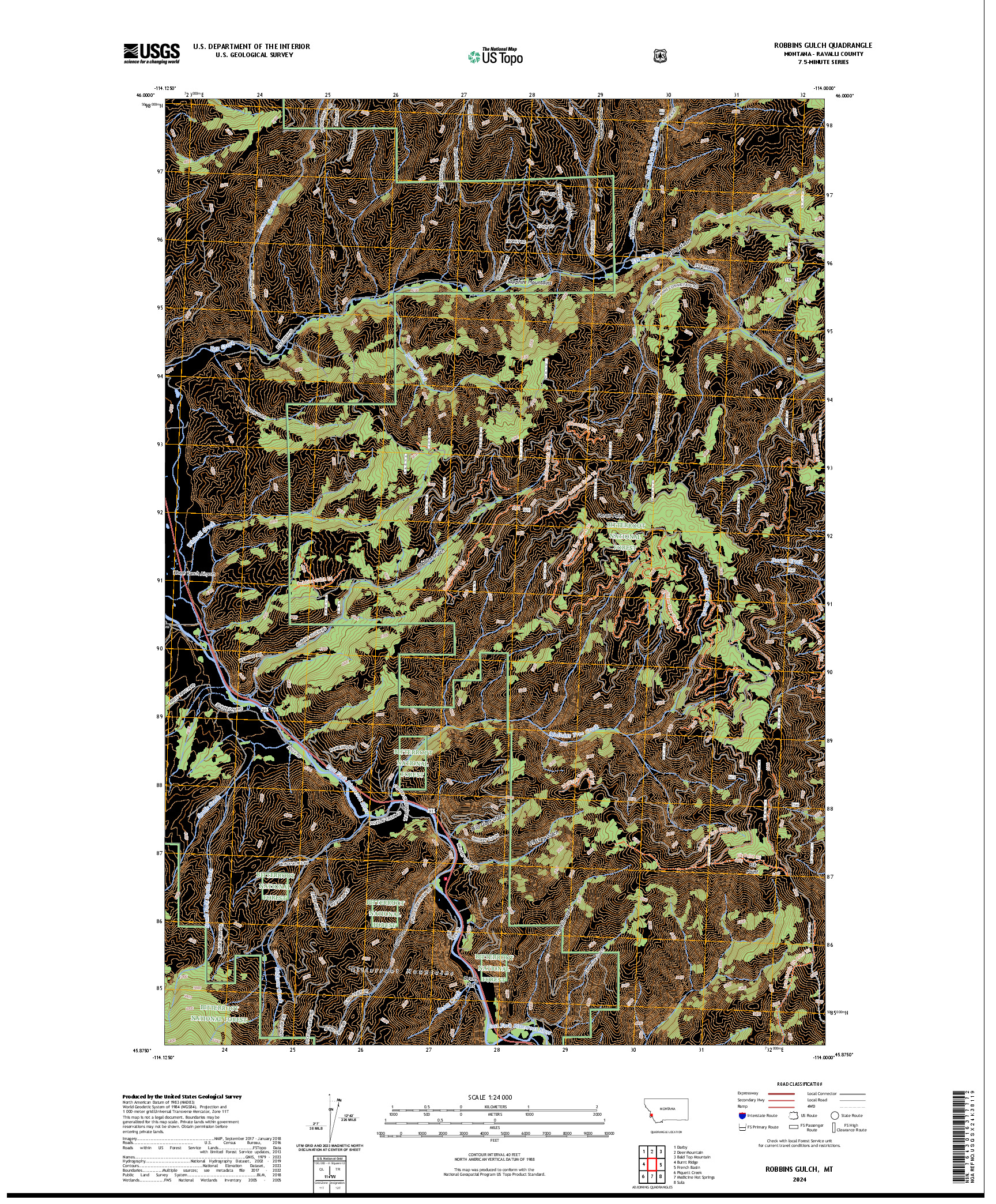 US TOPO 7.5-MINUTE MAP FOR ROBBINS GULCH, MT