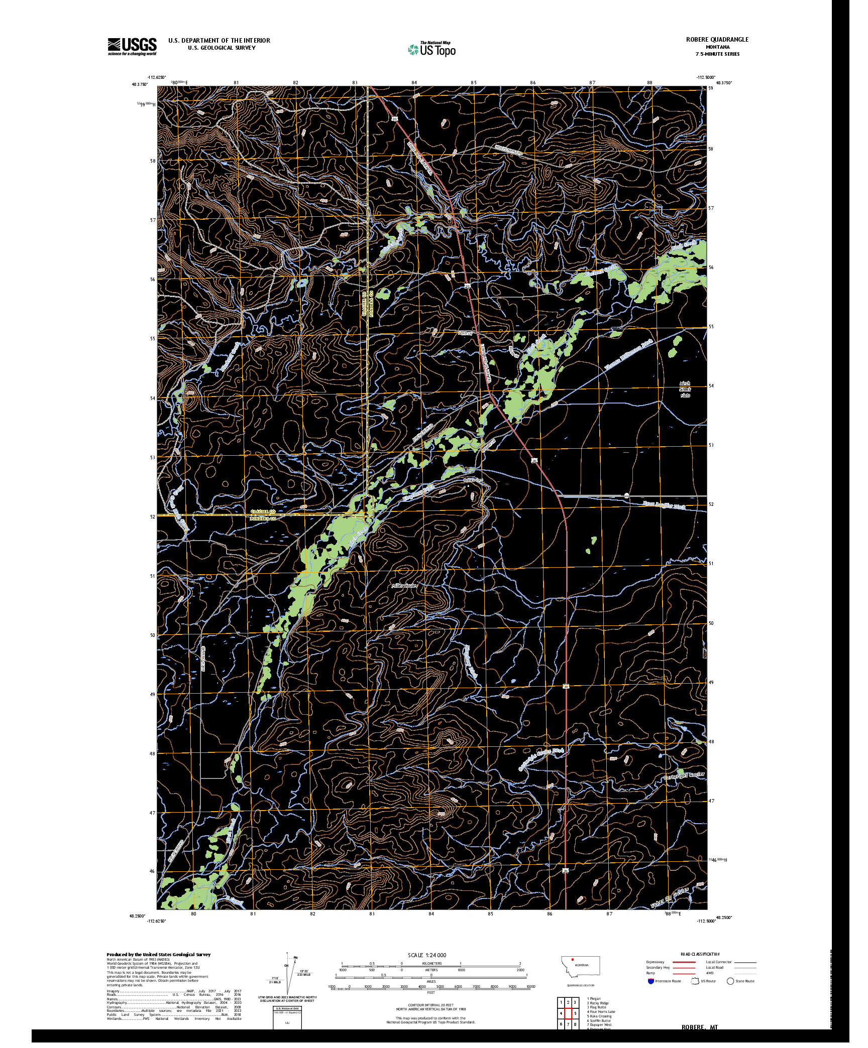 US TOPO 7.5-MINUTE MAP FOR ROBERE, MT
