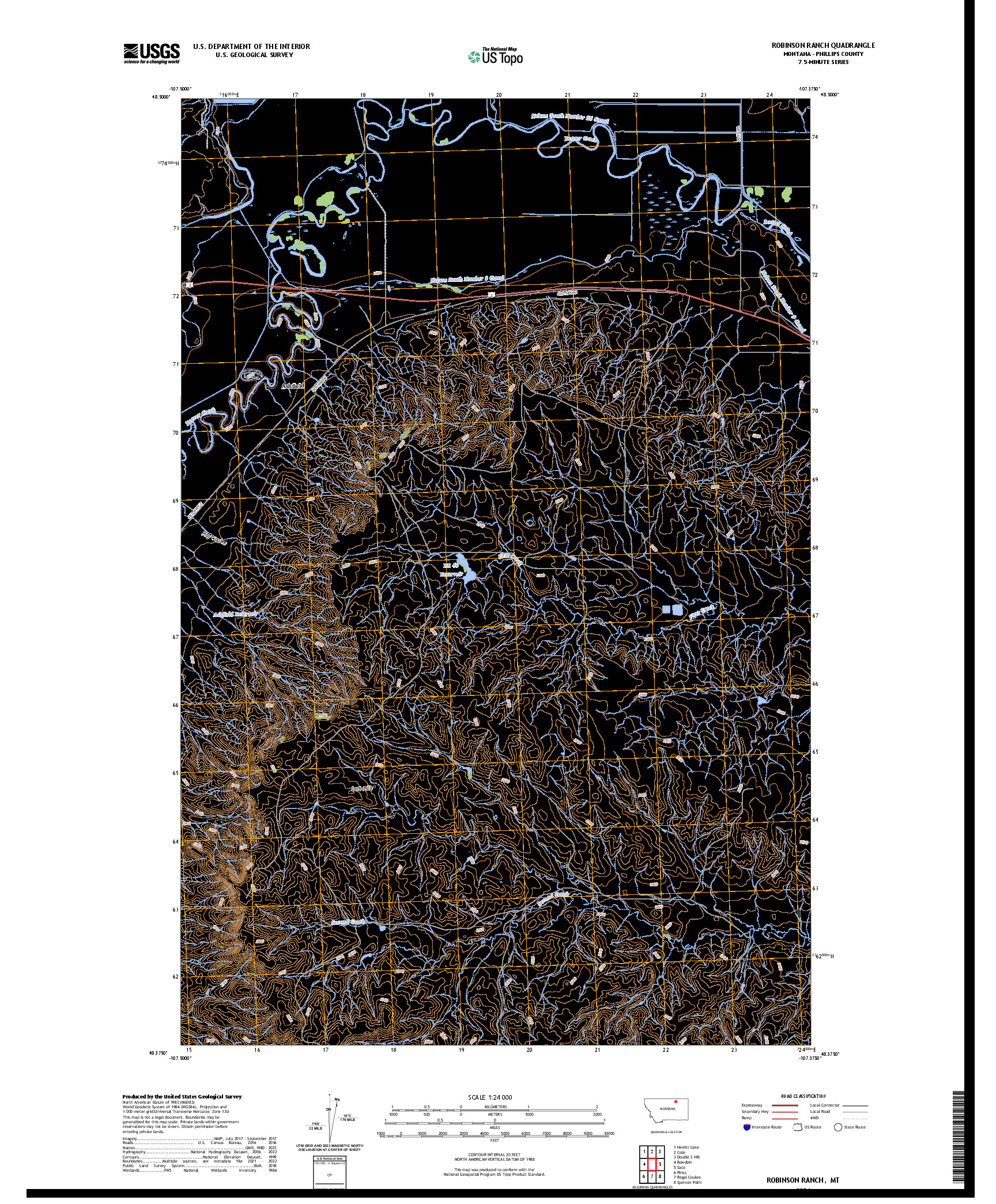 US TOPO 7.5-MINUTE MAP FOR ROBINSON RANCH, MT