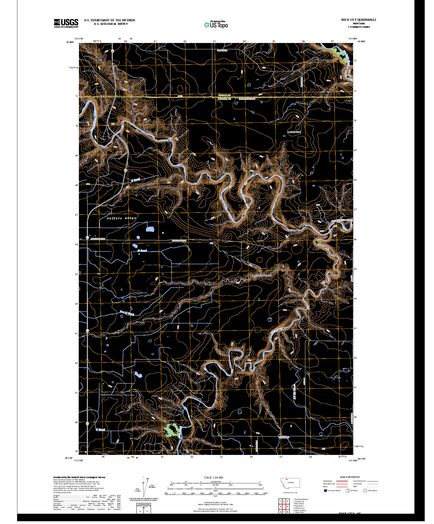 US TOPO 7.5-MINUTE MAP FOR ROCK CITY, MT