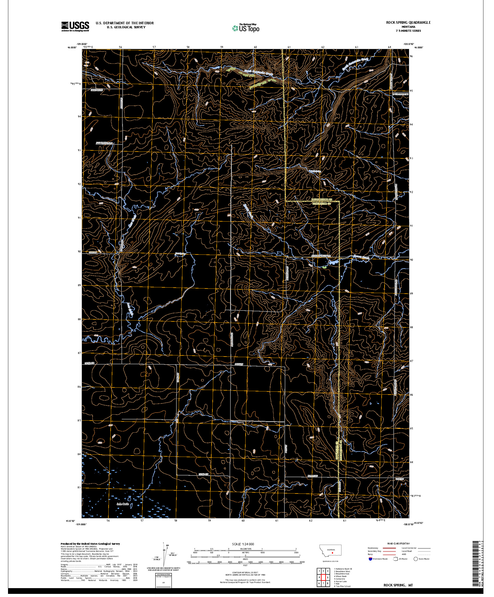 US TOPO 7.5-MINUTE MAP FOR ROCK SPRING, MT
