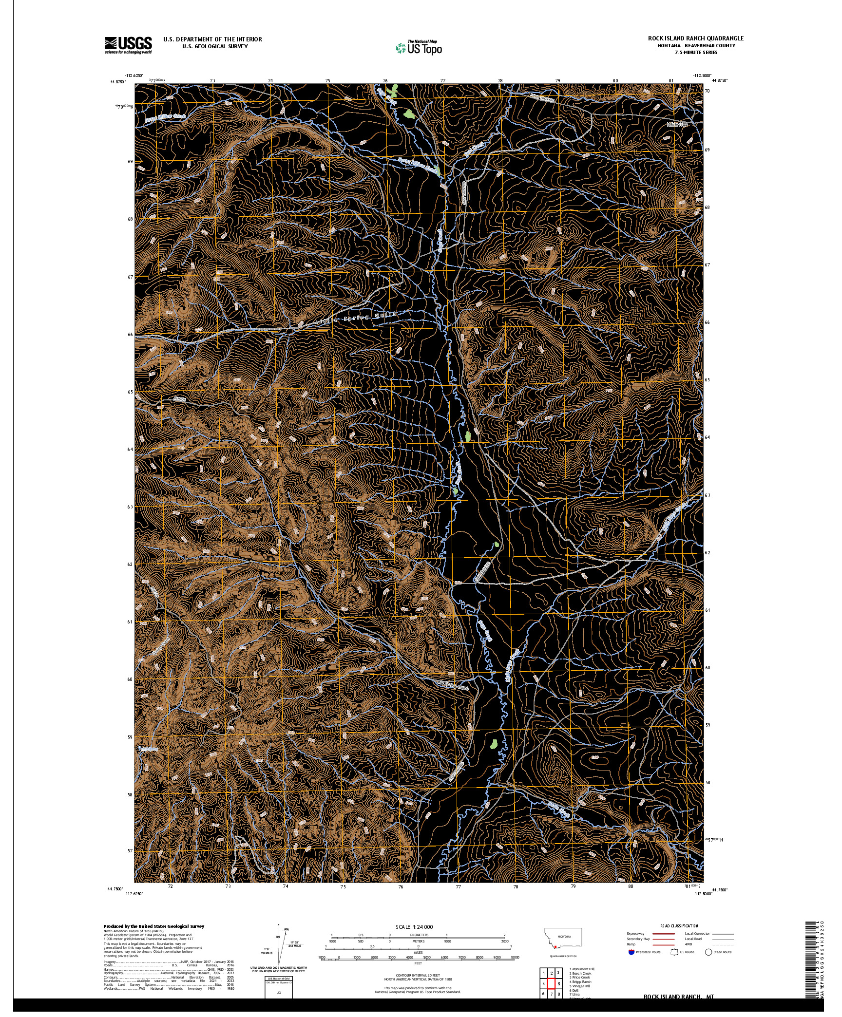 US TOPO 7.5-MINUTE MAP FOR ROCK ISLAND RANCH, MT