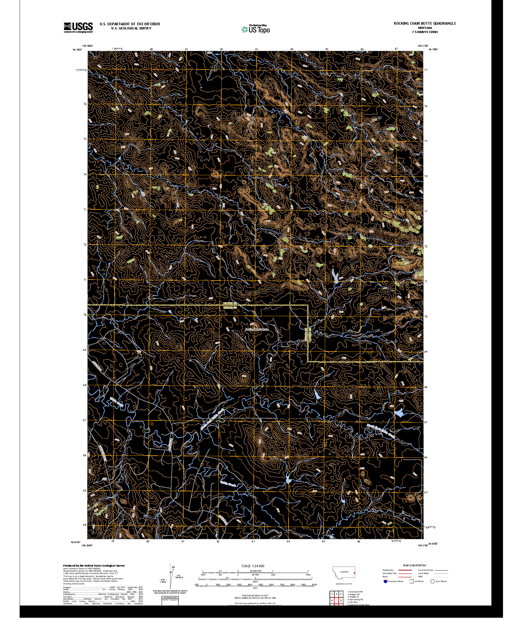 US TOPO 7.5-MINUTE MAP FOR ROCKING CHAIR BUTTE, MT