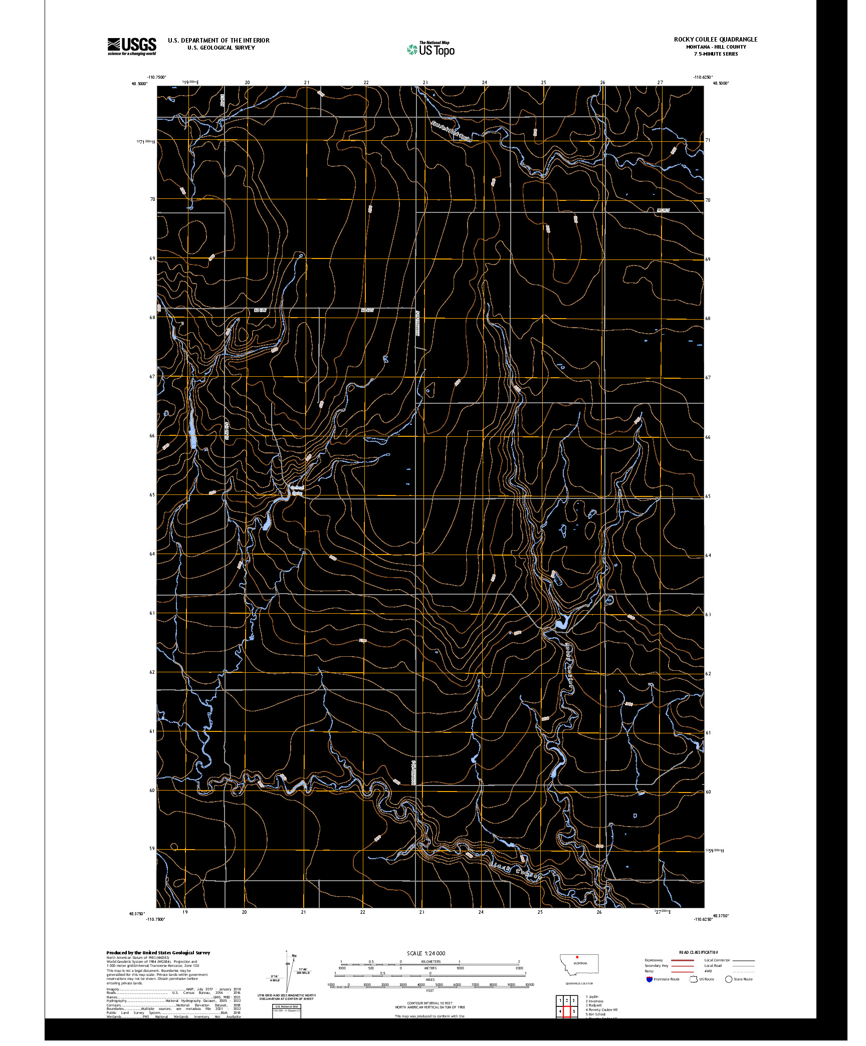 US TOPO 7.5-MINUTE MAP FOR ROCKY COULEE, MT