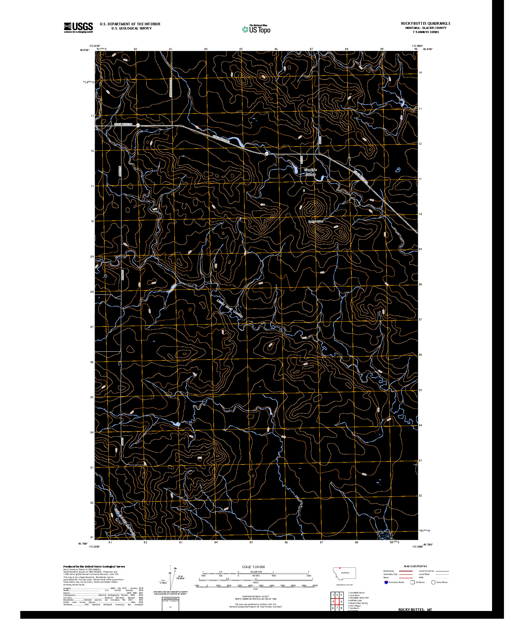 US TOPO 7.5-MINUTE MAP FOR ROCKY BUTTES, MT