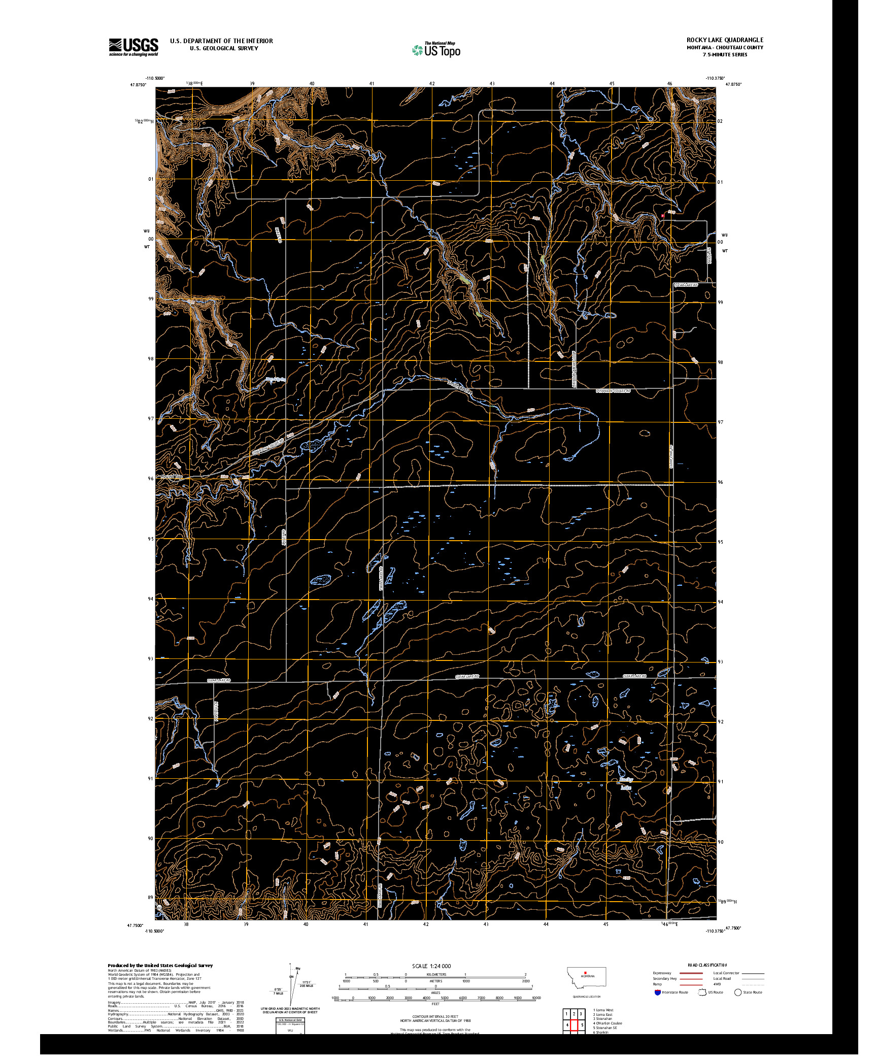 US TOPO 7.5-MINUTE MAP FOR ROCKY LAKE, MT