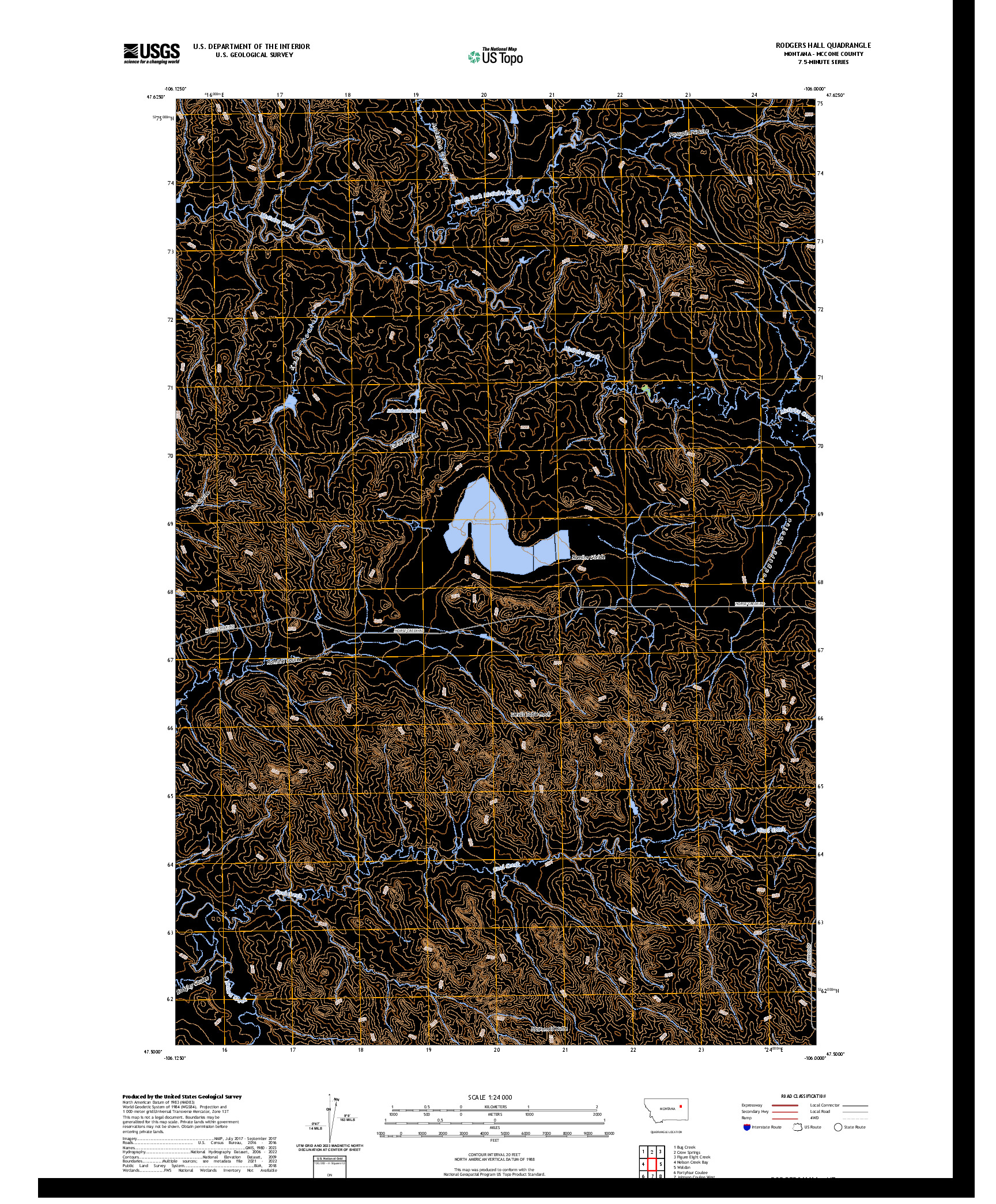 US TOPO 7.5-MINUTE MAP FOR RODGERS HALL, MT