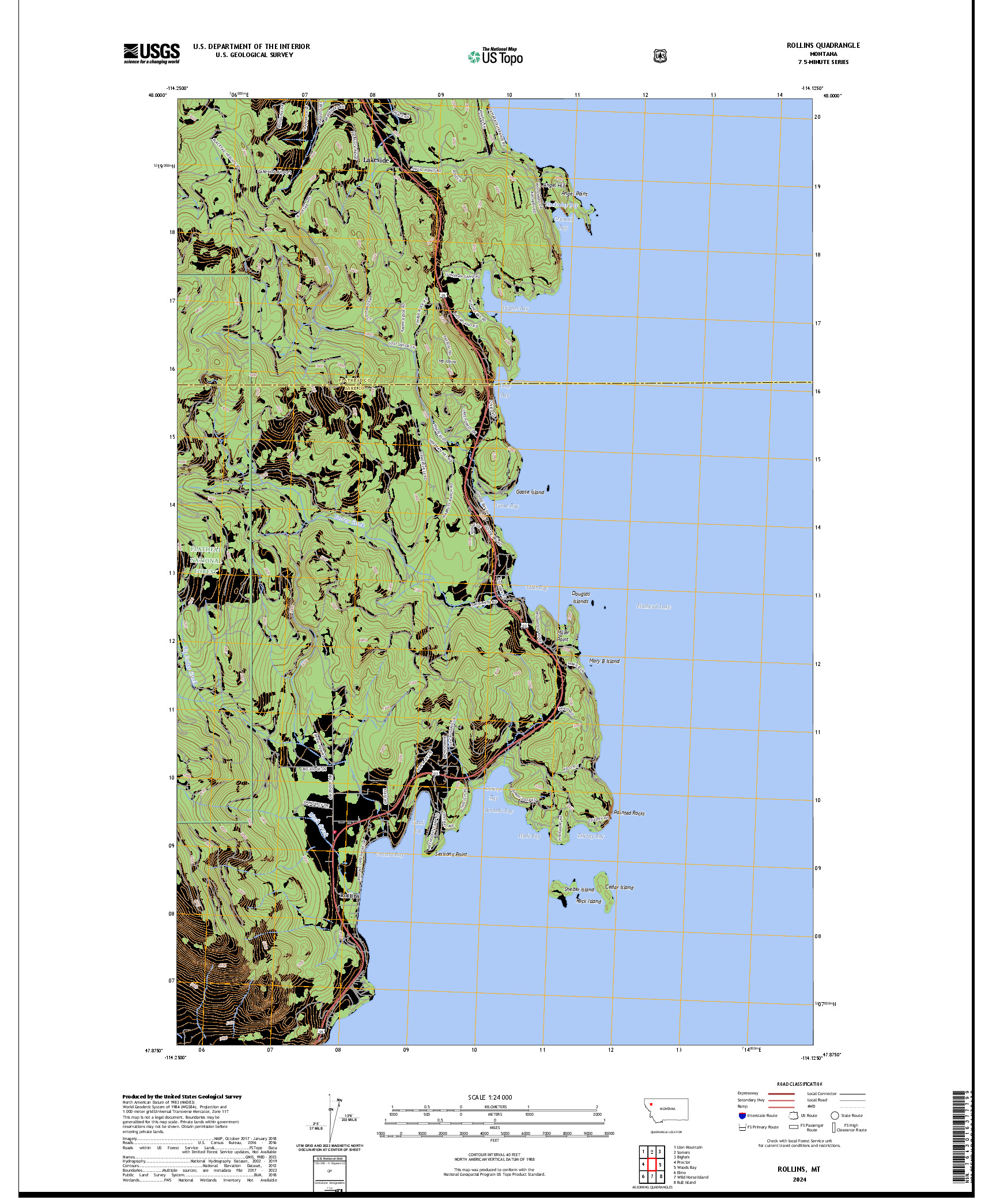 US TOPO 7.5-MINUTE MAP FOR ROLLINS, MT
