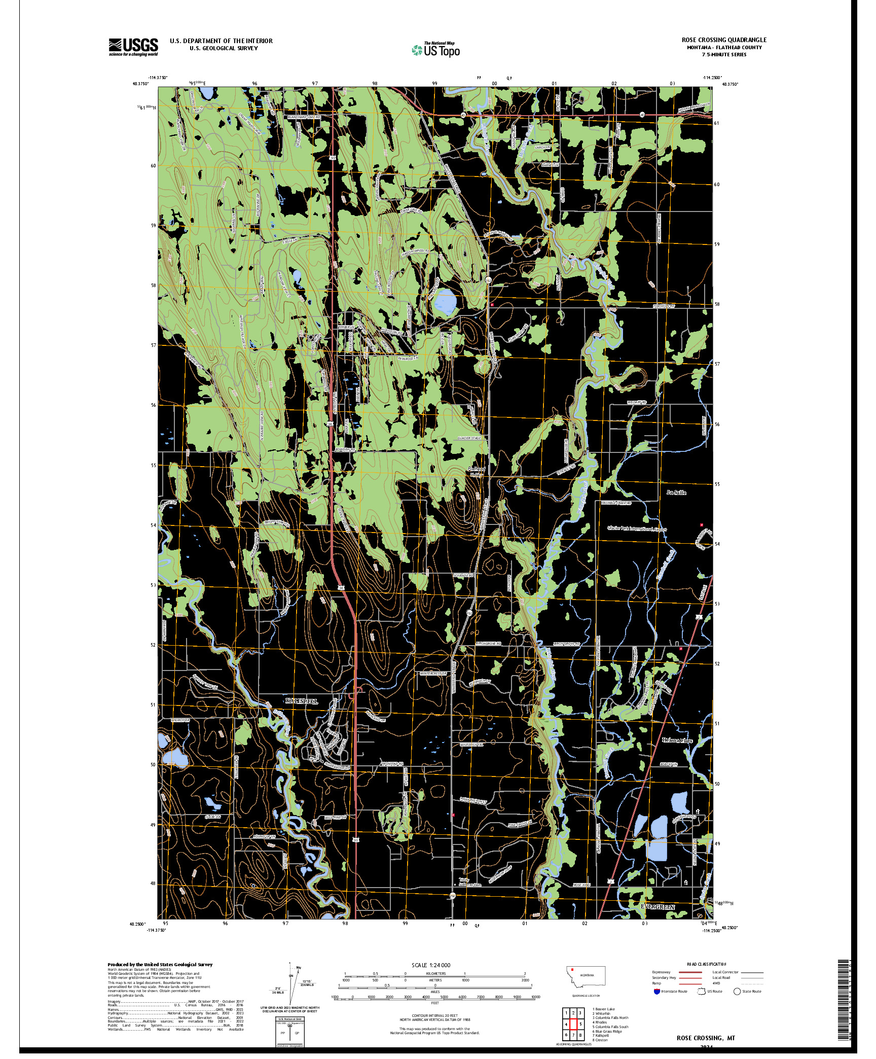 US TOPO 7.5-MINUTE MAP FOR ROSE CROSSING, MT