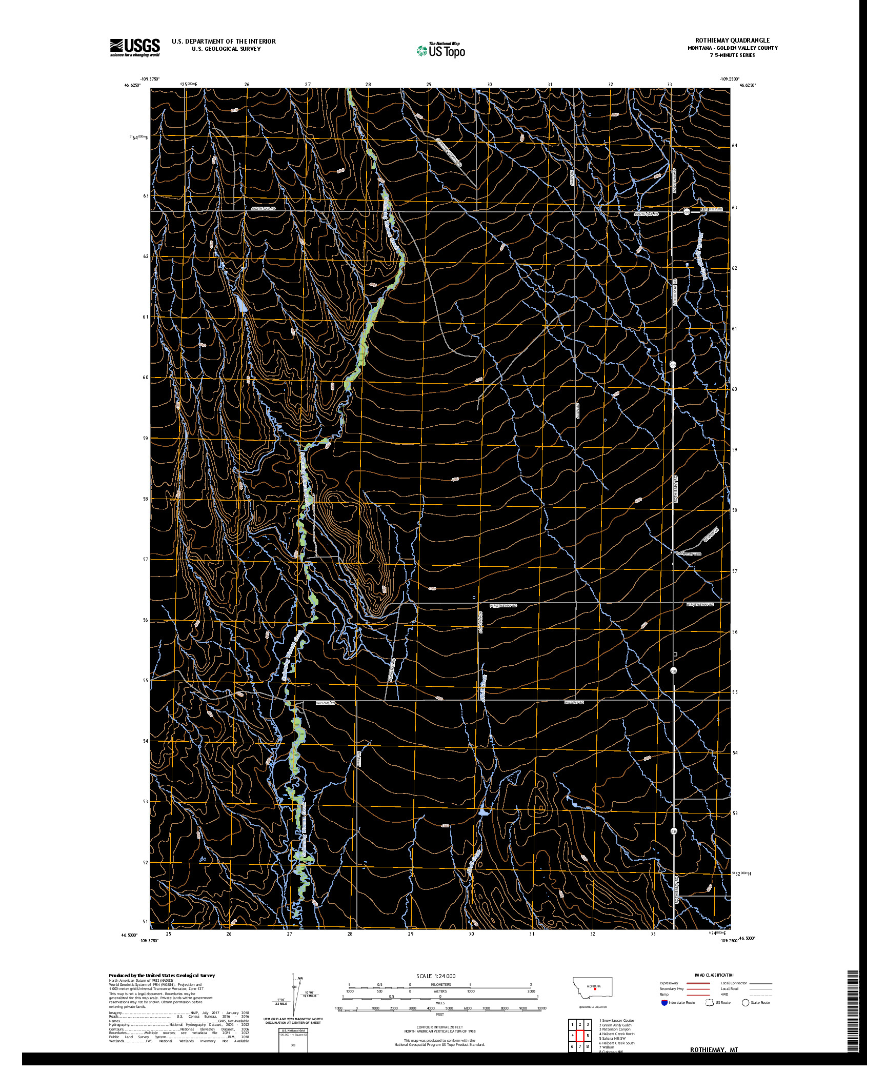 US TOPO 7.5-MINUTE MAP FOR ROTHIEMAY, MT