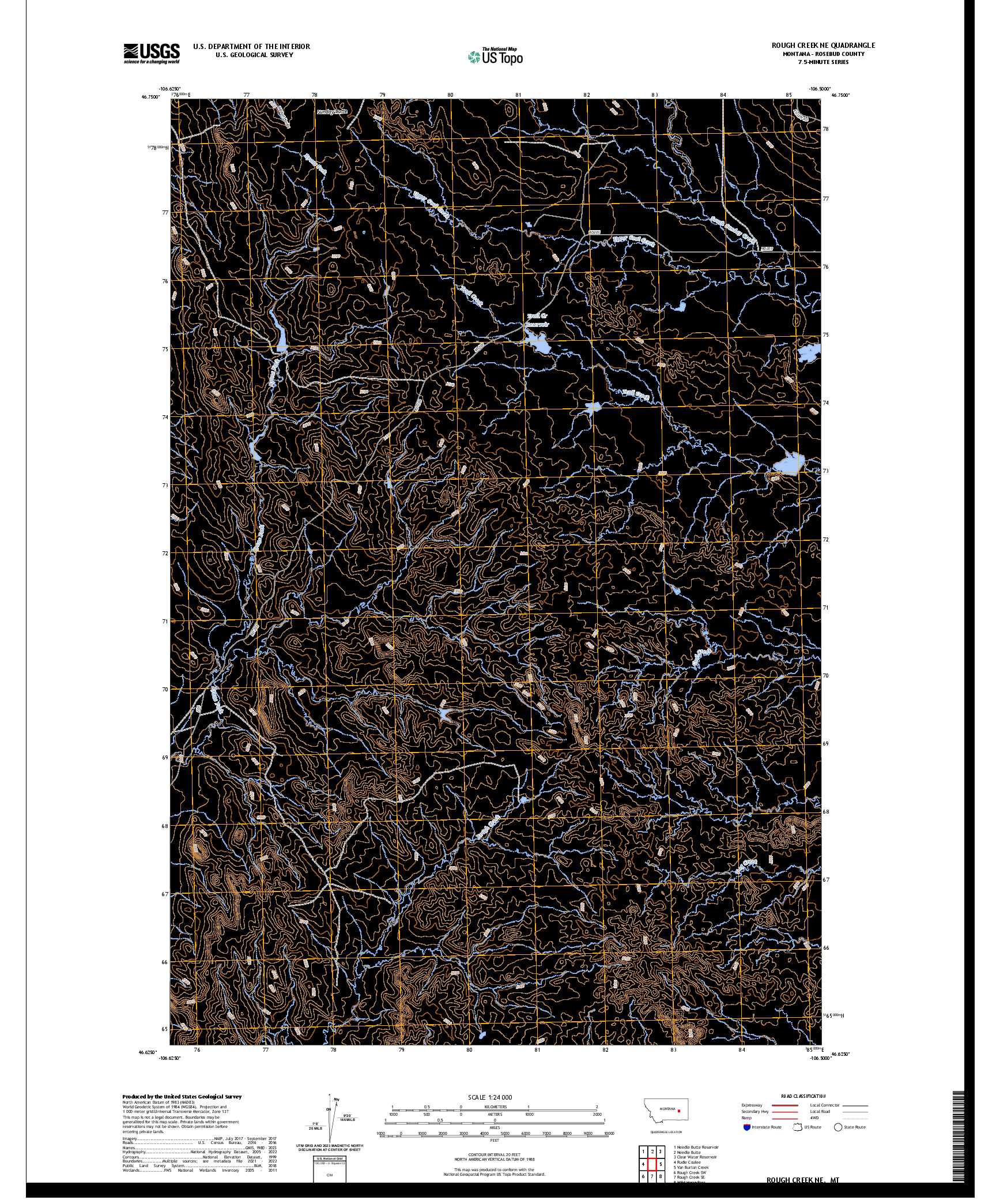 US TOPO 7.5-MINUTE MAP FOR ROUGH CREEK NE, MT