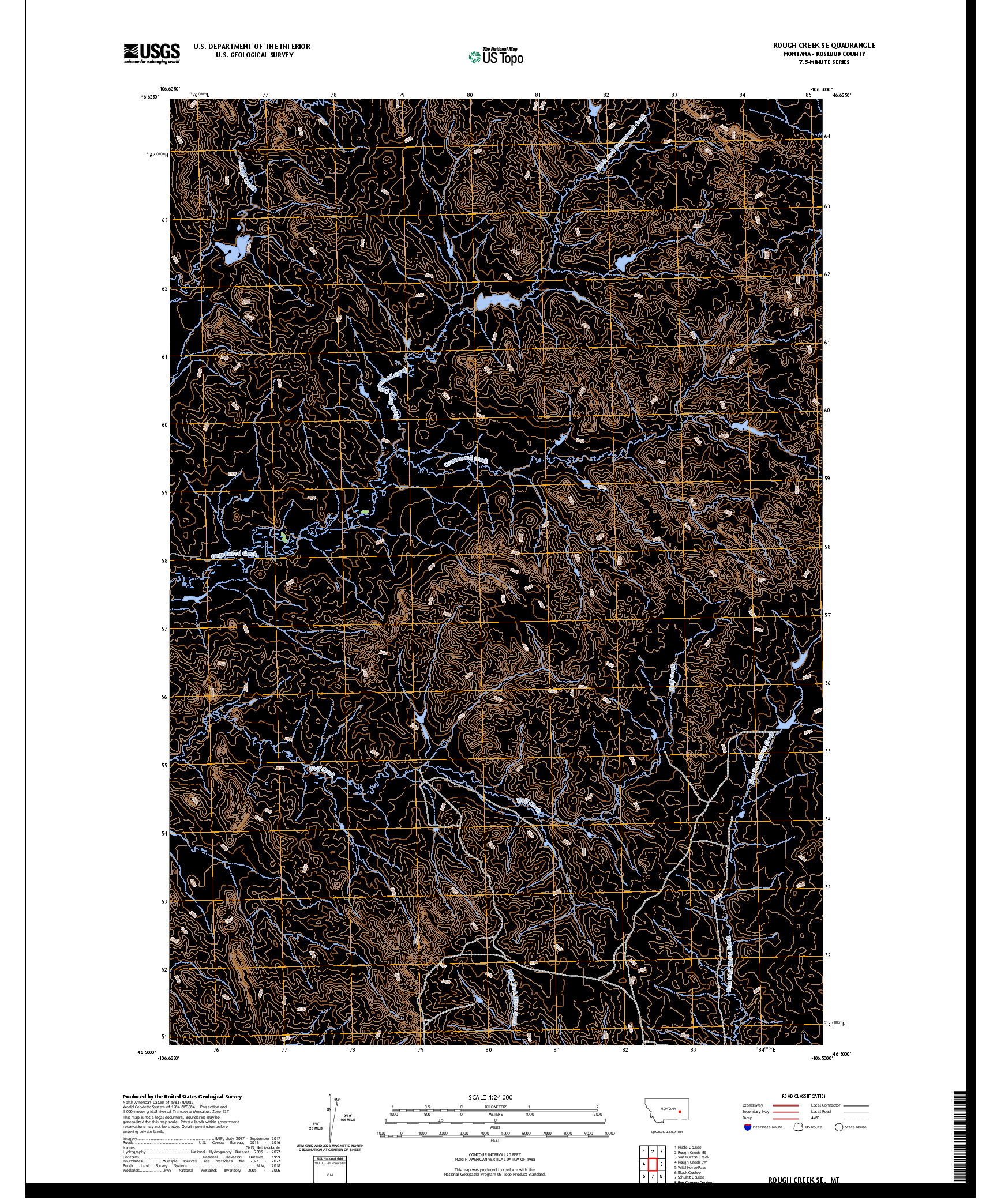 US TOPO 7.5-MINUTE MAP FOR ROUGH CREEK SE, MT