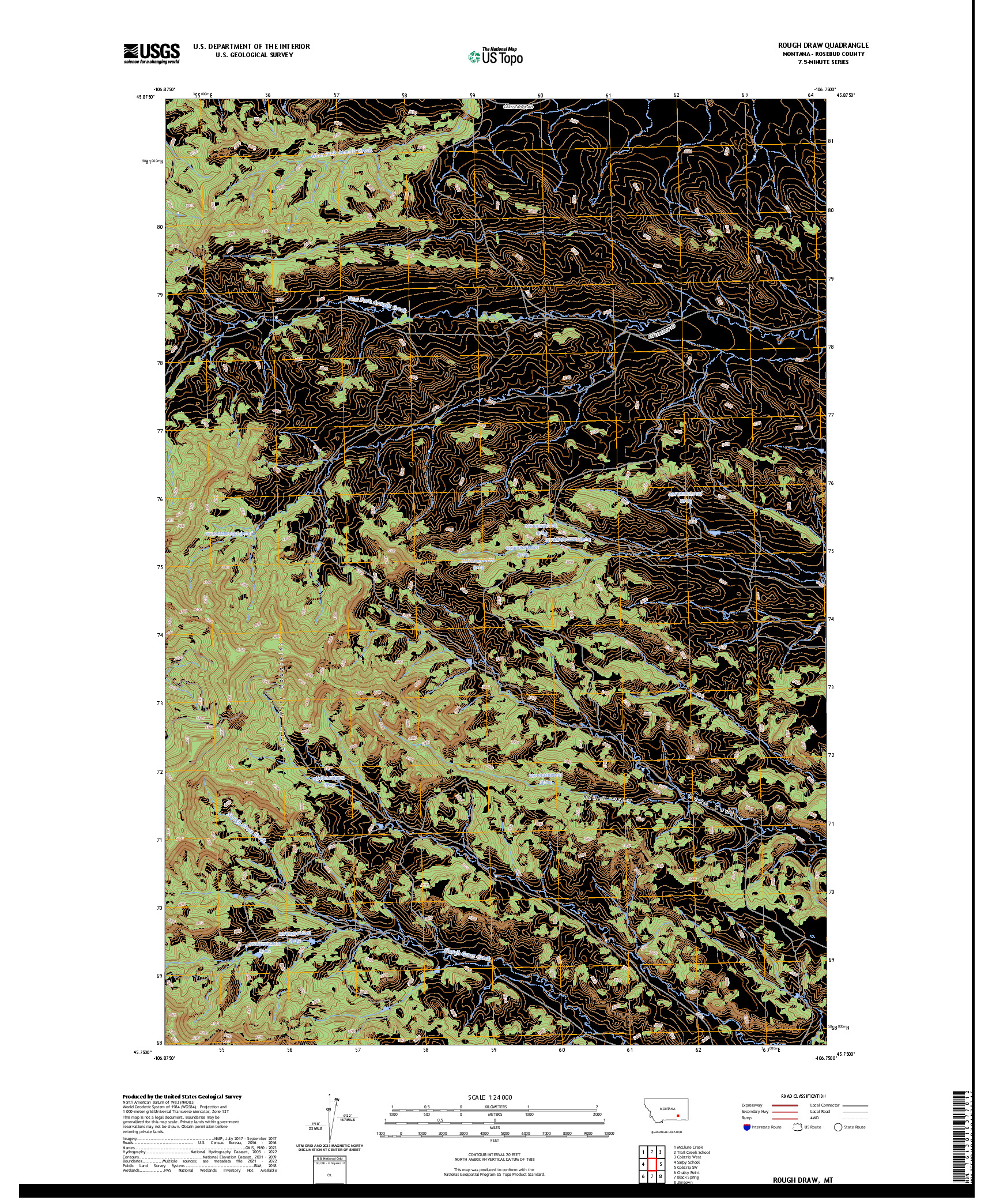 US TOPO 7.5-MINUTE MAP FOR ROUGH DRAW, MT