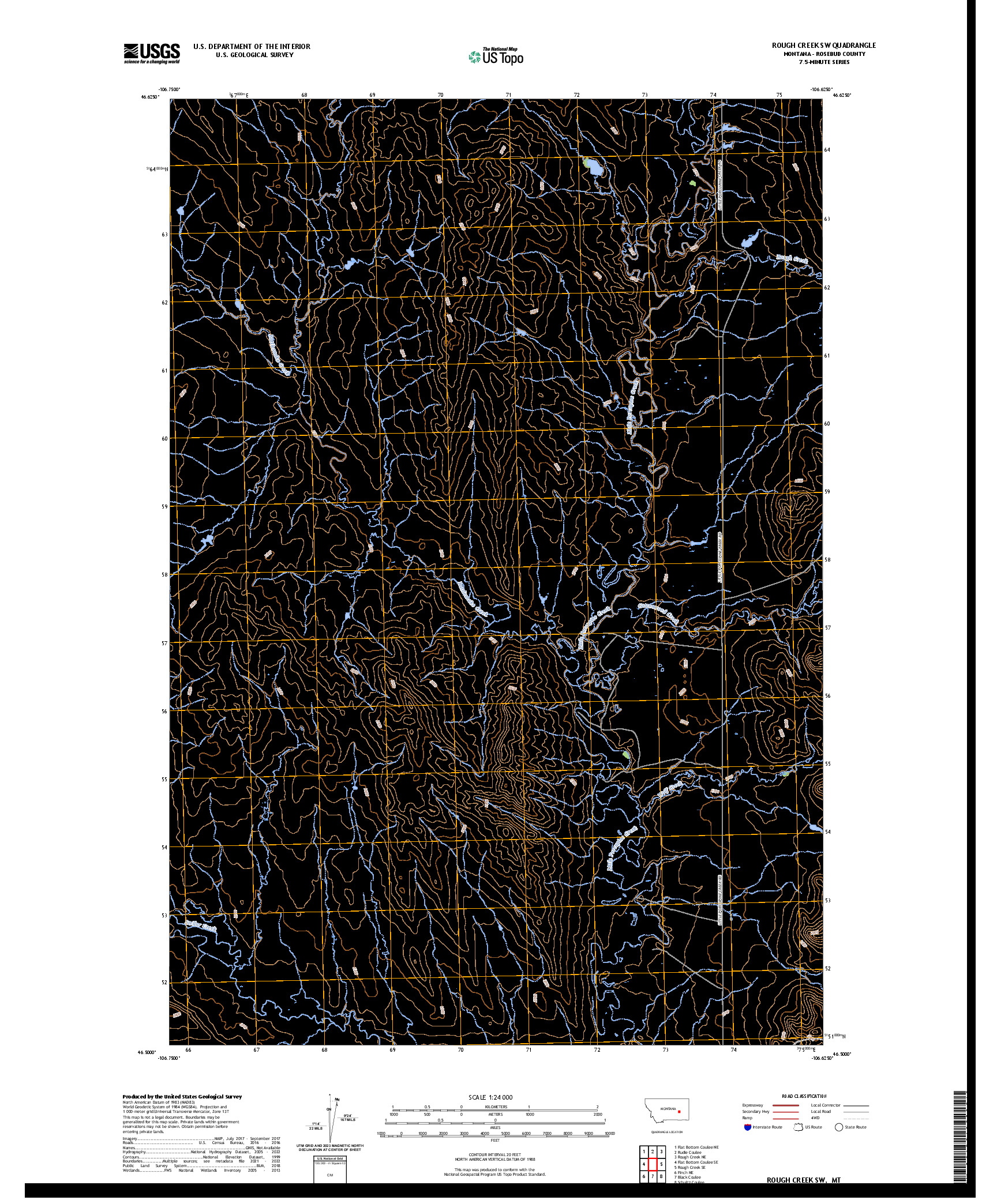 US TOPO 7.5-MINUTE MAP FOR ROUGH CREEK SW, MT