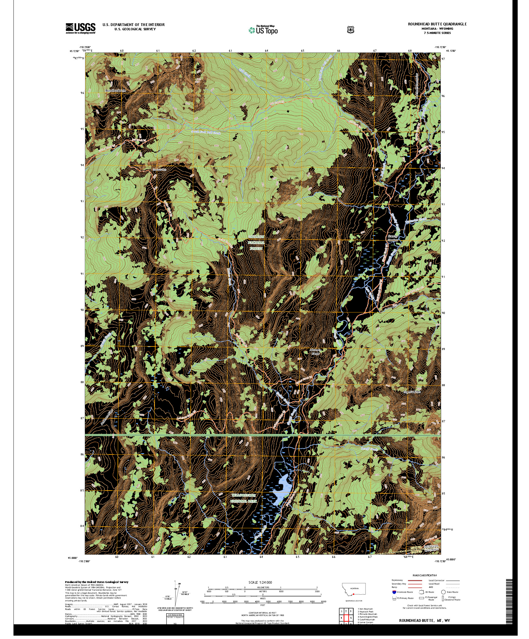 US TOPO 7.5-MINUTE MAP FOR ROUNDHEAD BUTTE, MT,WY
