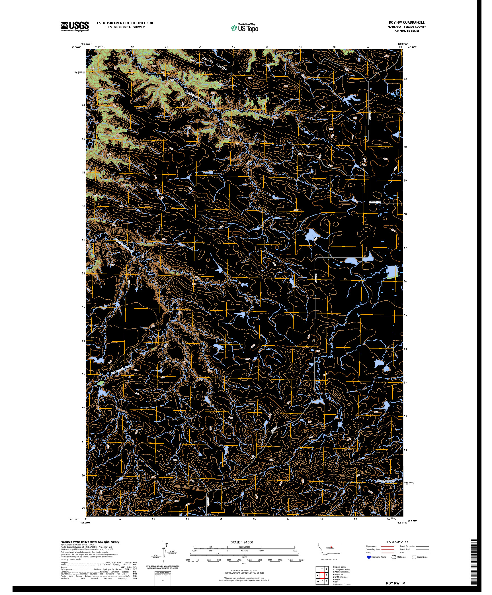 US TOPO 7.5-MINUTE MAP FOR ROY NW, MT