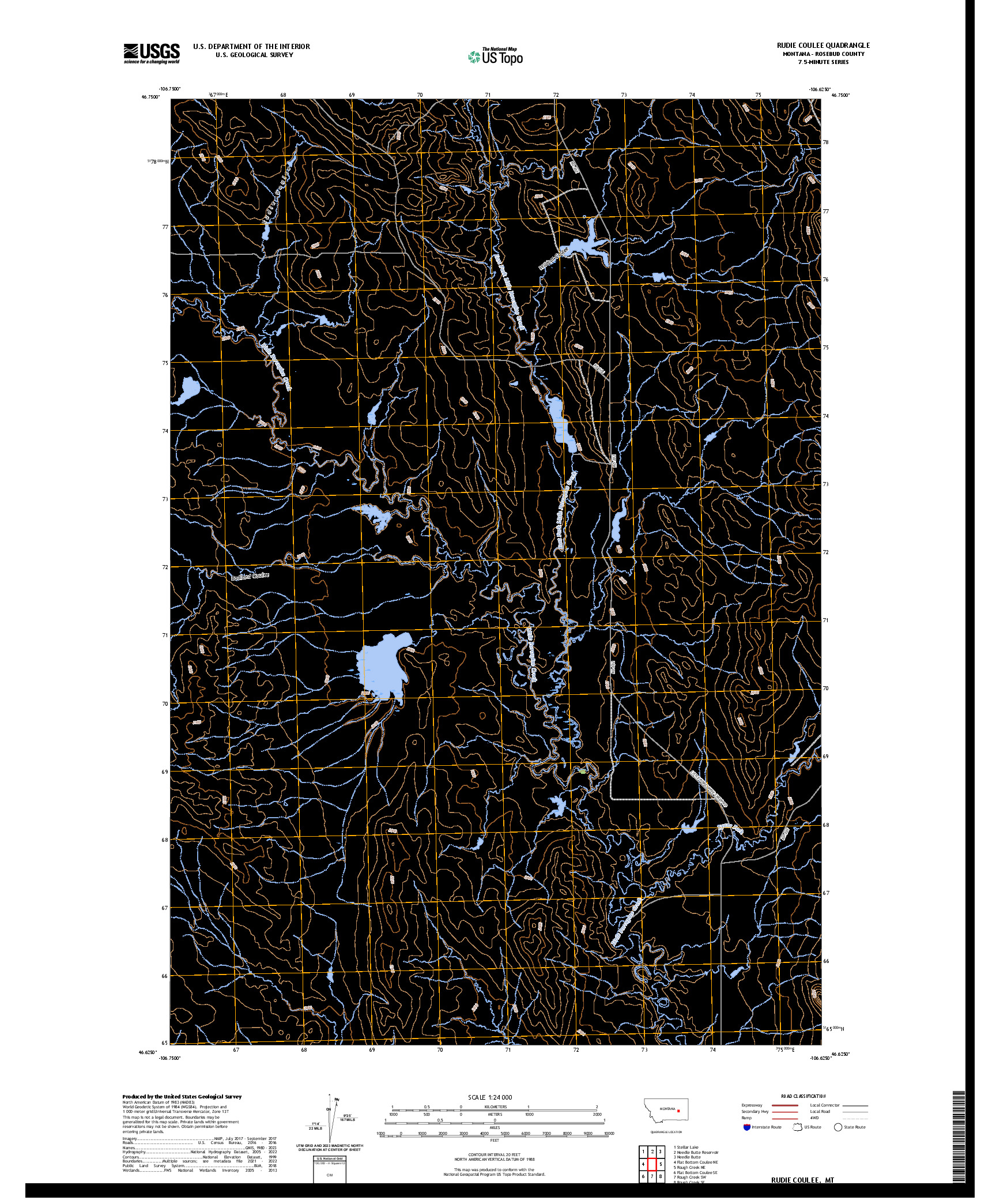 US TOPO 7.5-MINUTE MAP FOR RUDIE COULEE, MT