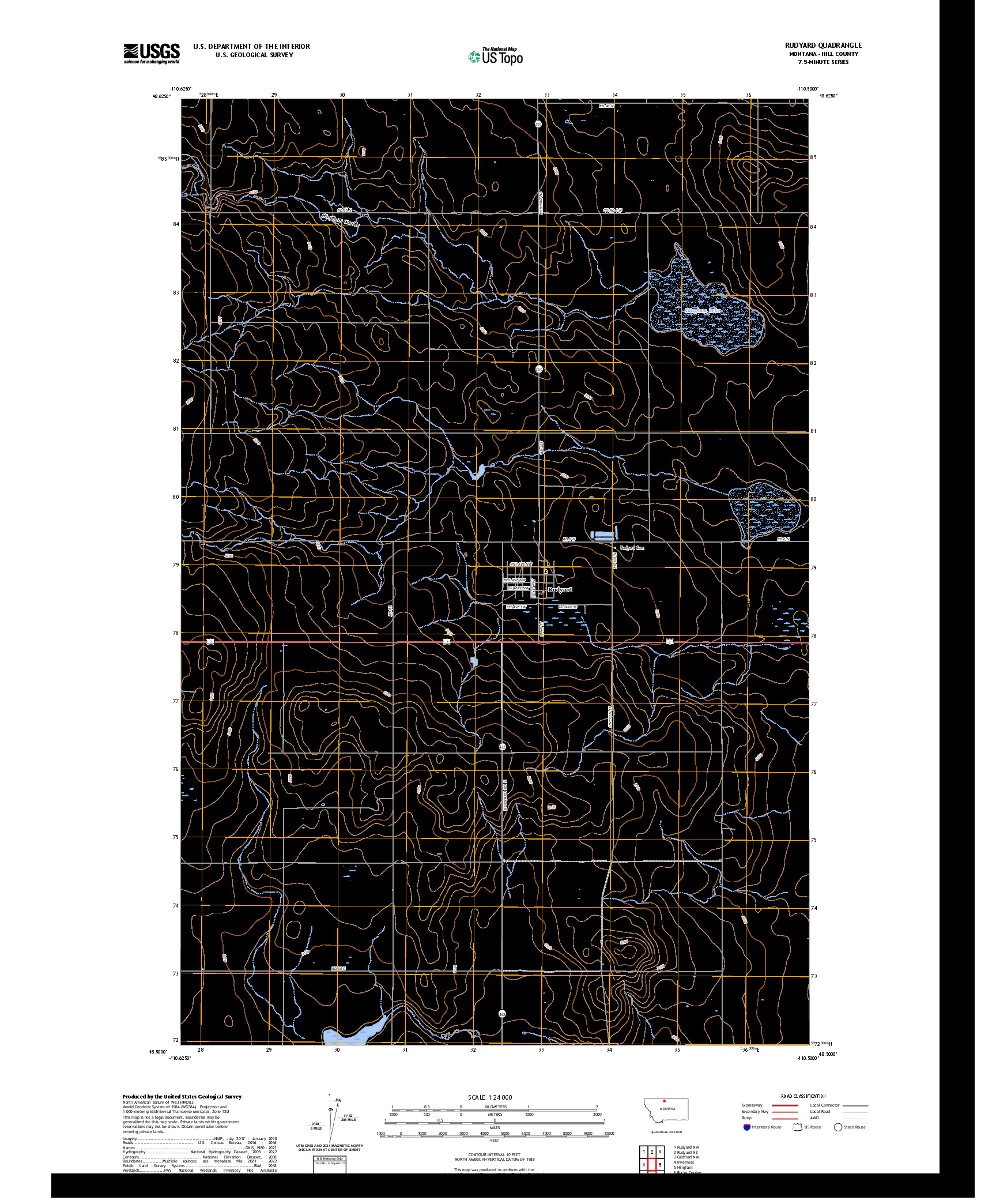 US TOPO 7.5-MINUTE MAP FOR RUDYARD, MT