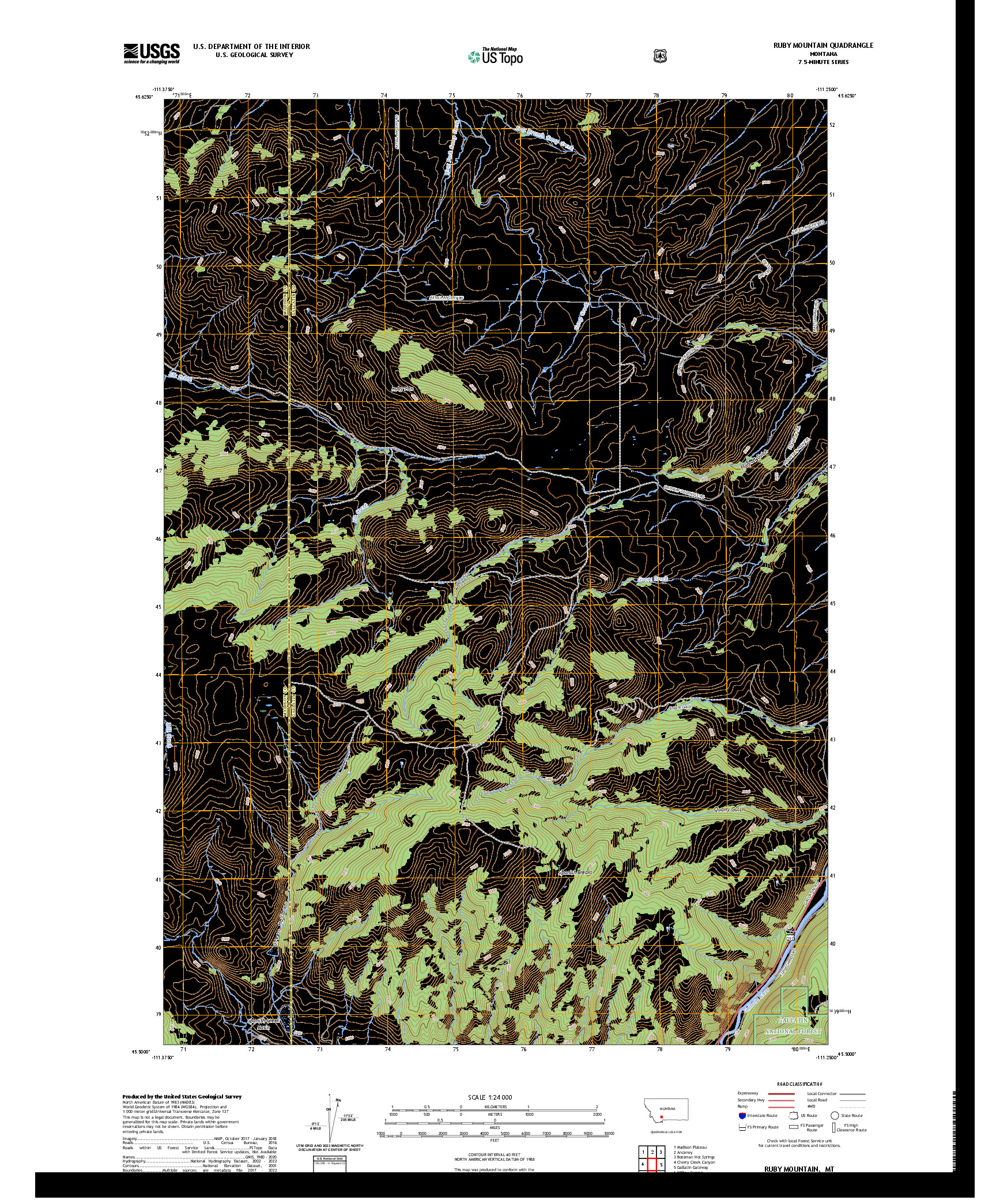 US TOPO 7.5-MINUTE MAP FOR RUBY MOUNTAIN, MT