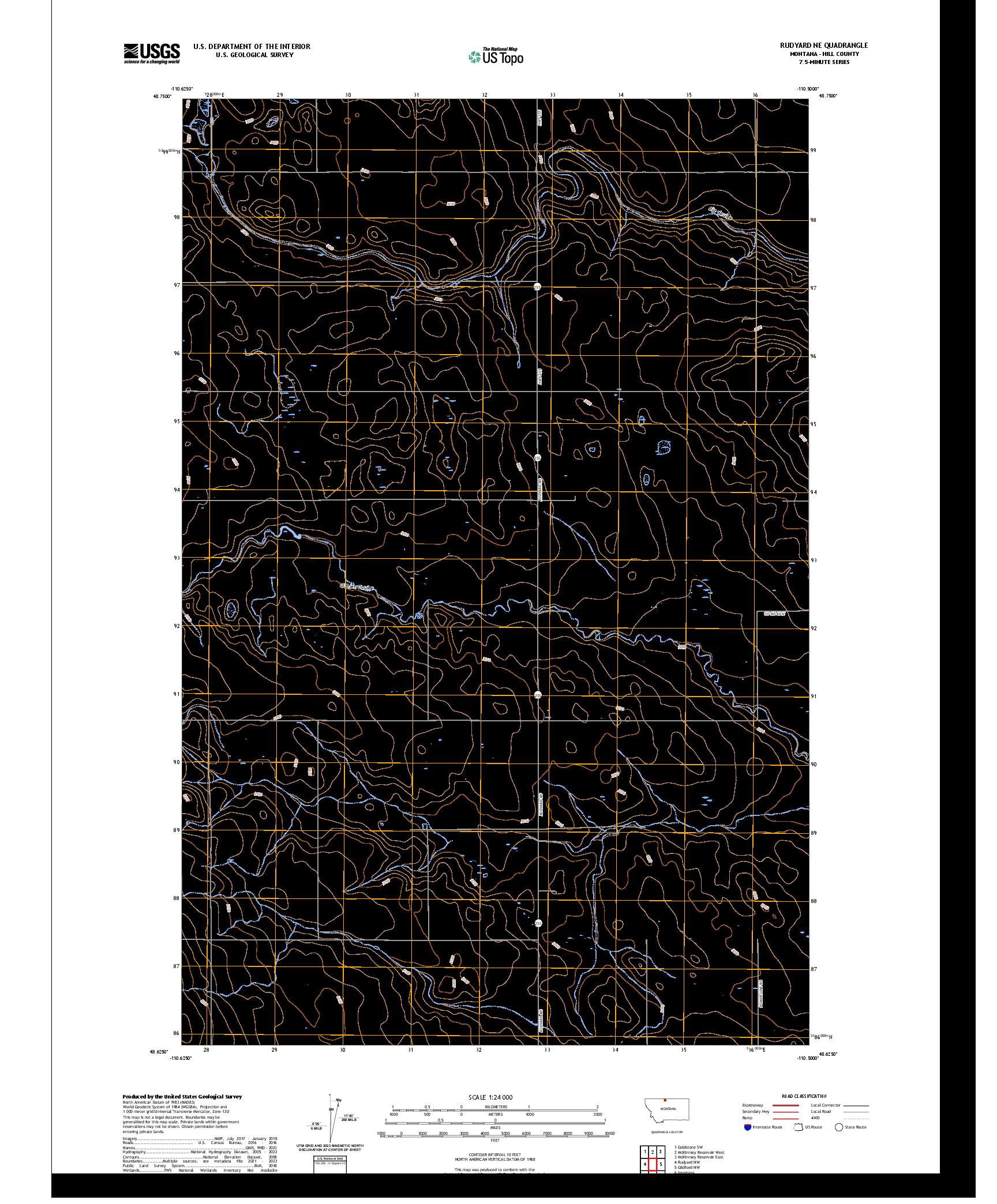 US TOPO 7.5-MINUTE MAP FOR RUDYARD NE, MT