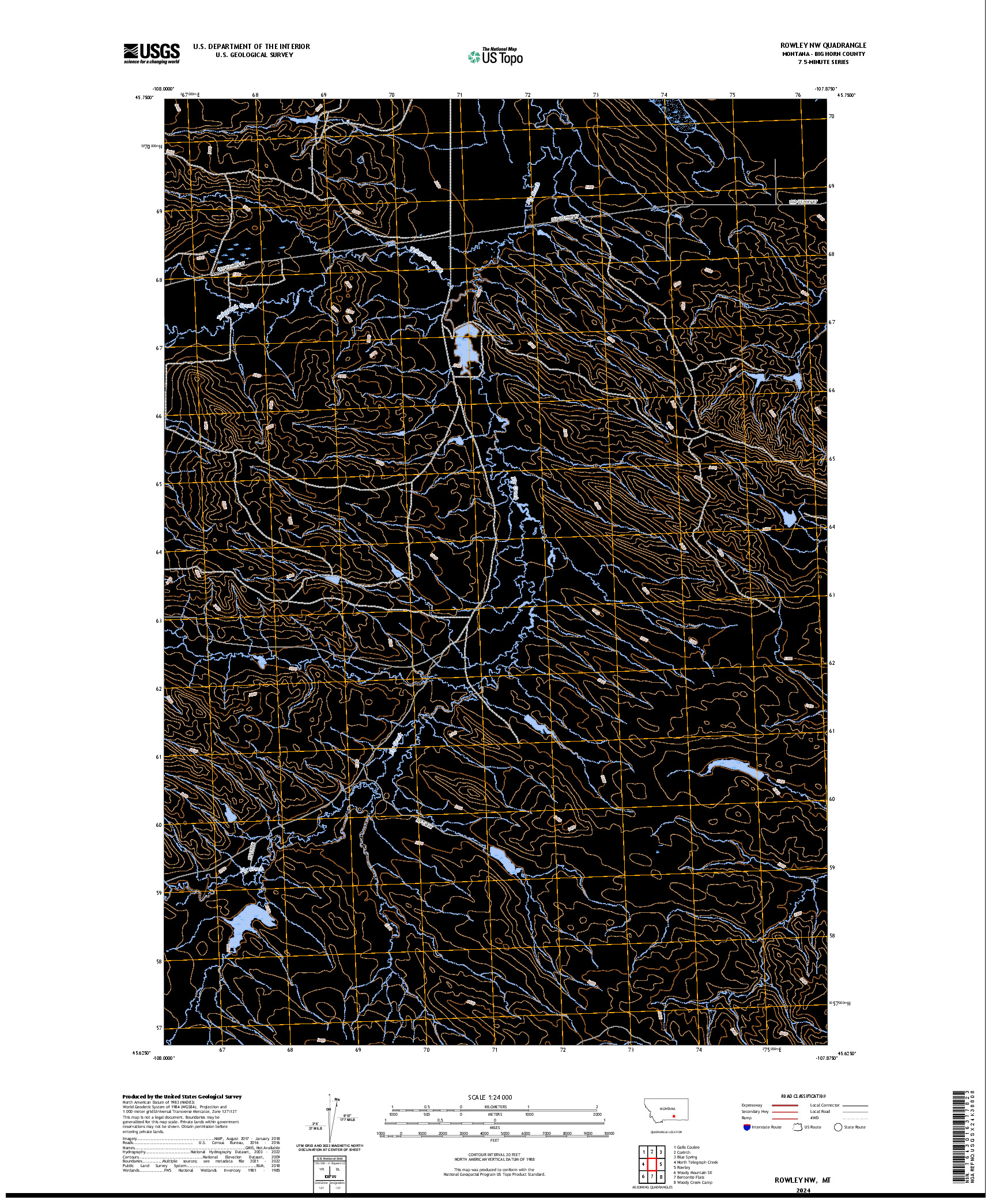US TOPO 7.5-MINUTE MAP FOR ROWLEY NW, MT